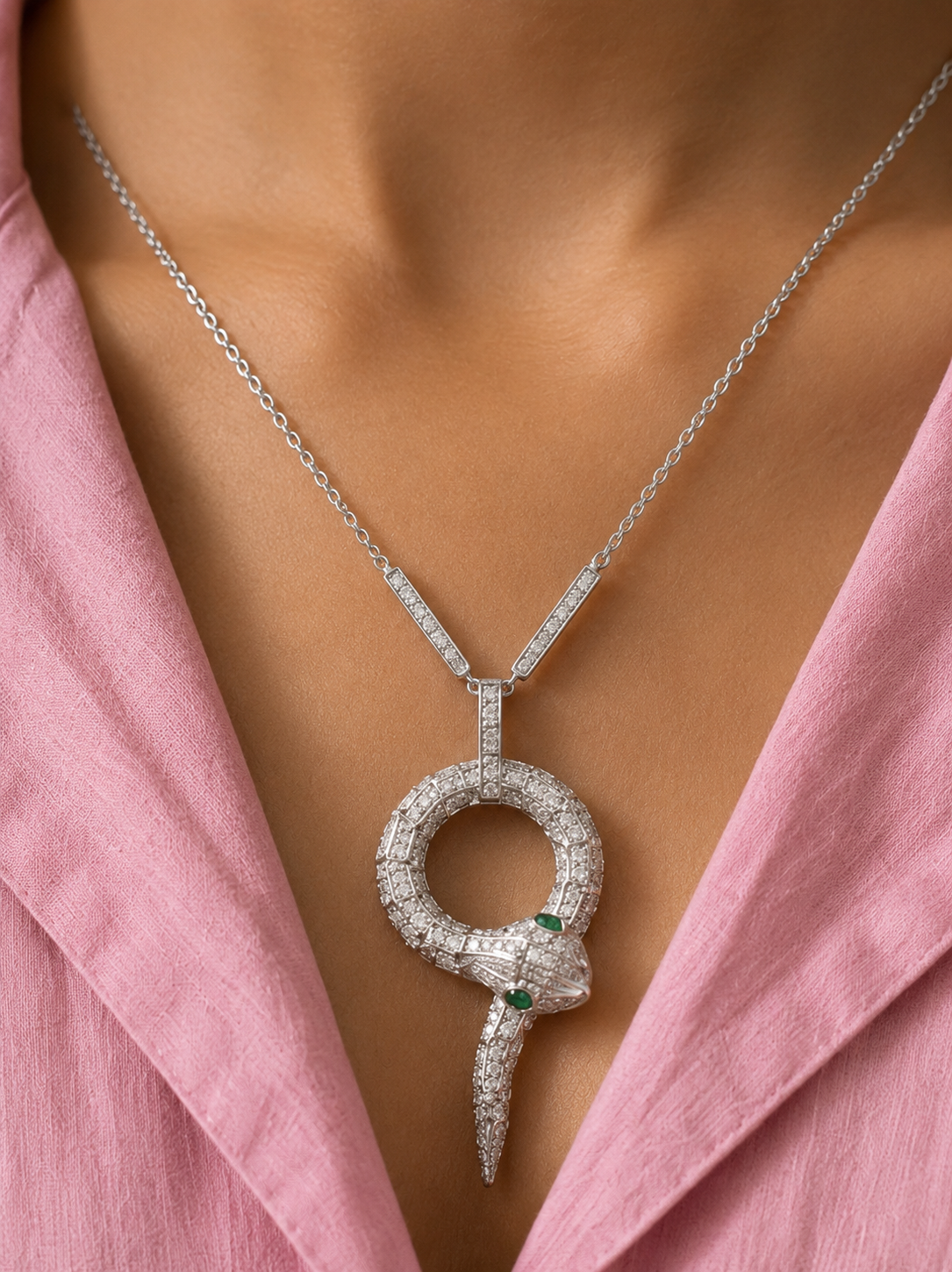 Platinum Finish Snake Pendant – Bold Luxe Edit