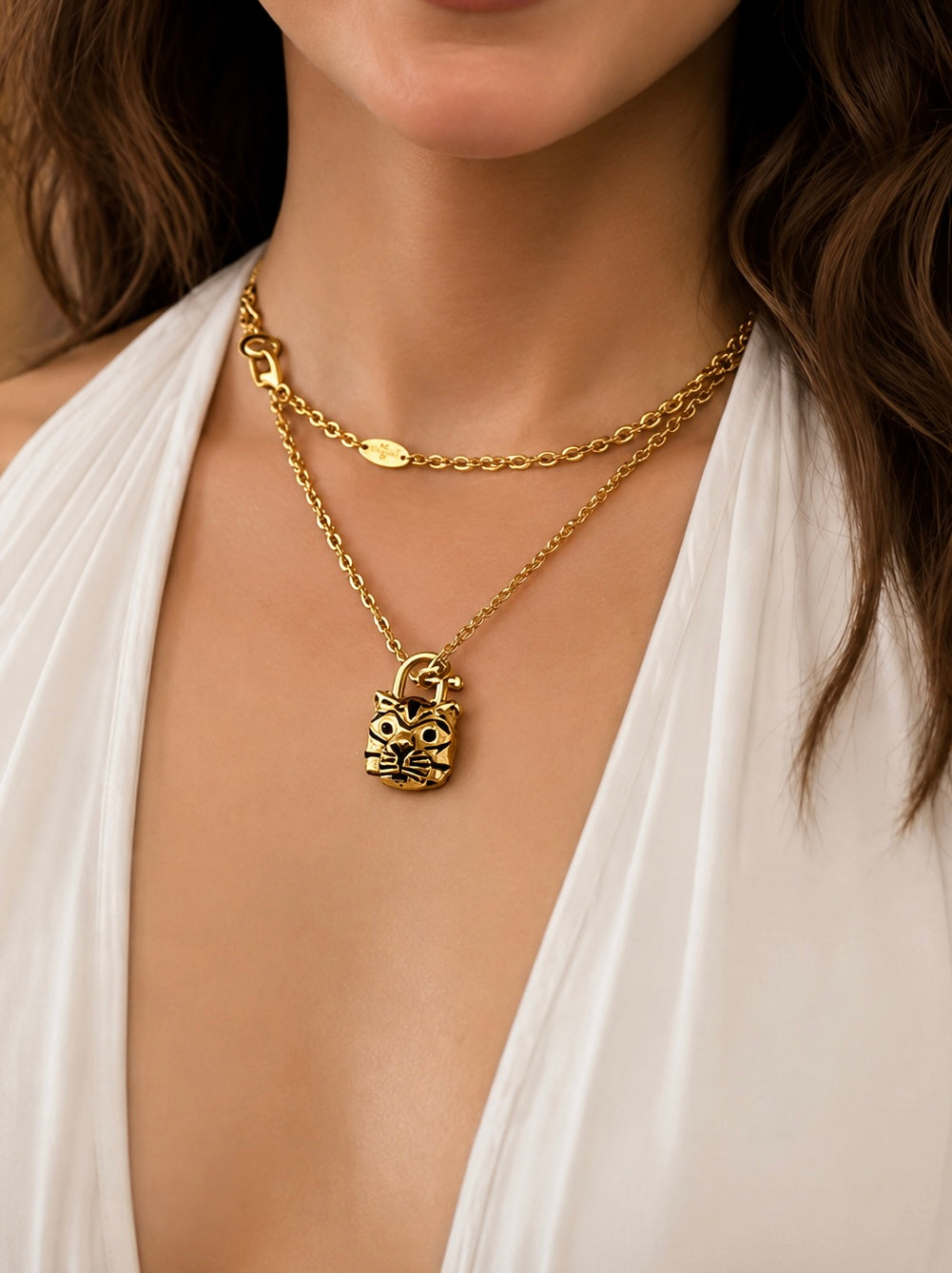 Italian-Made Gold Tiger Head Locket