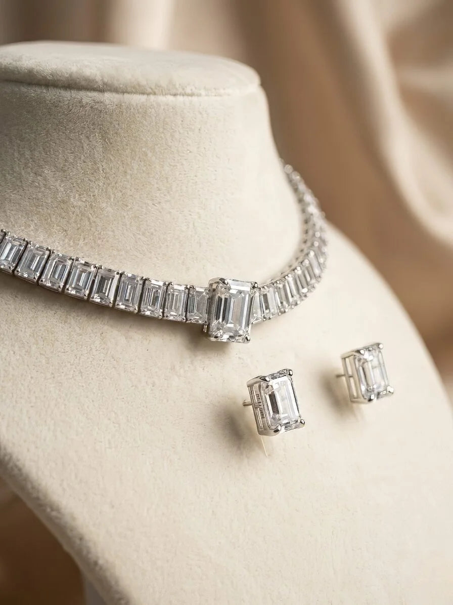Baguette Diamond Look Choker Set – Luxe Evening Edit