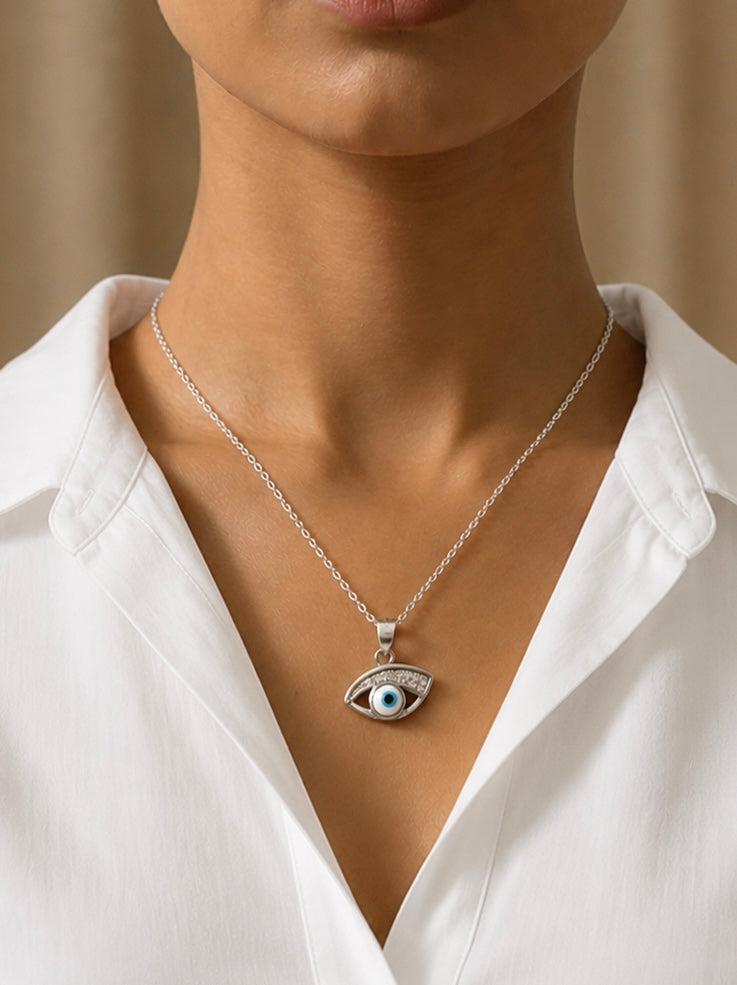 925 Sterling Silver Nazar Pendant Necklace – A Contemporary Talisman of Grace & Protection