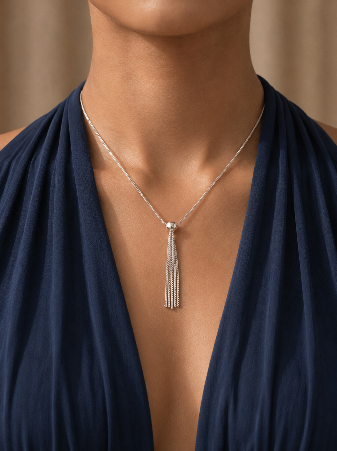 925 Sterling Silver Tassel Pendant Necklace