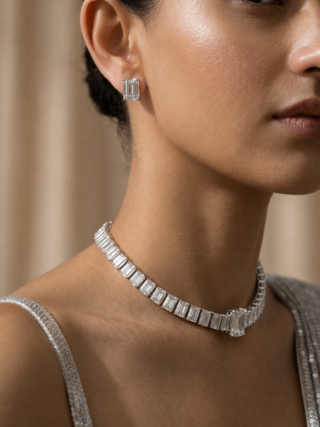 Baguette Diamond Look Choker Set – Luxe Evening Edit