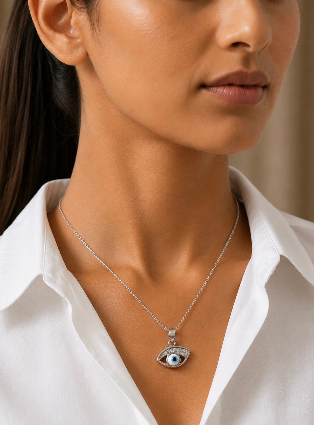 925 Sterling Silver Nazar Pendant Necklace – A Contemporary Talisman of Grace & Protection