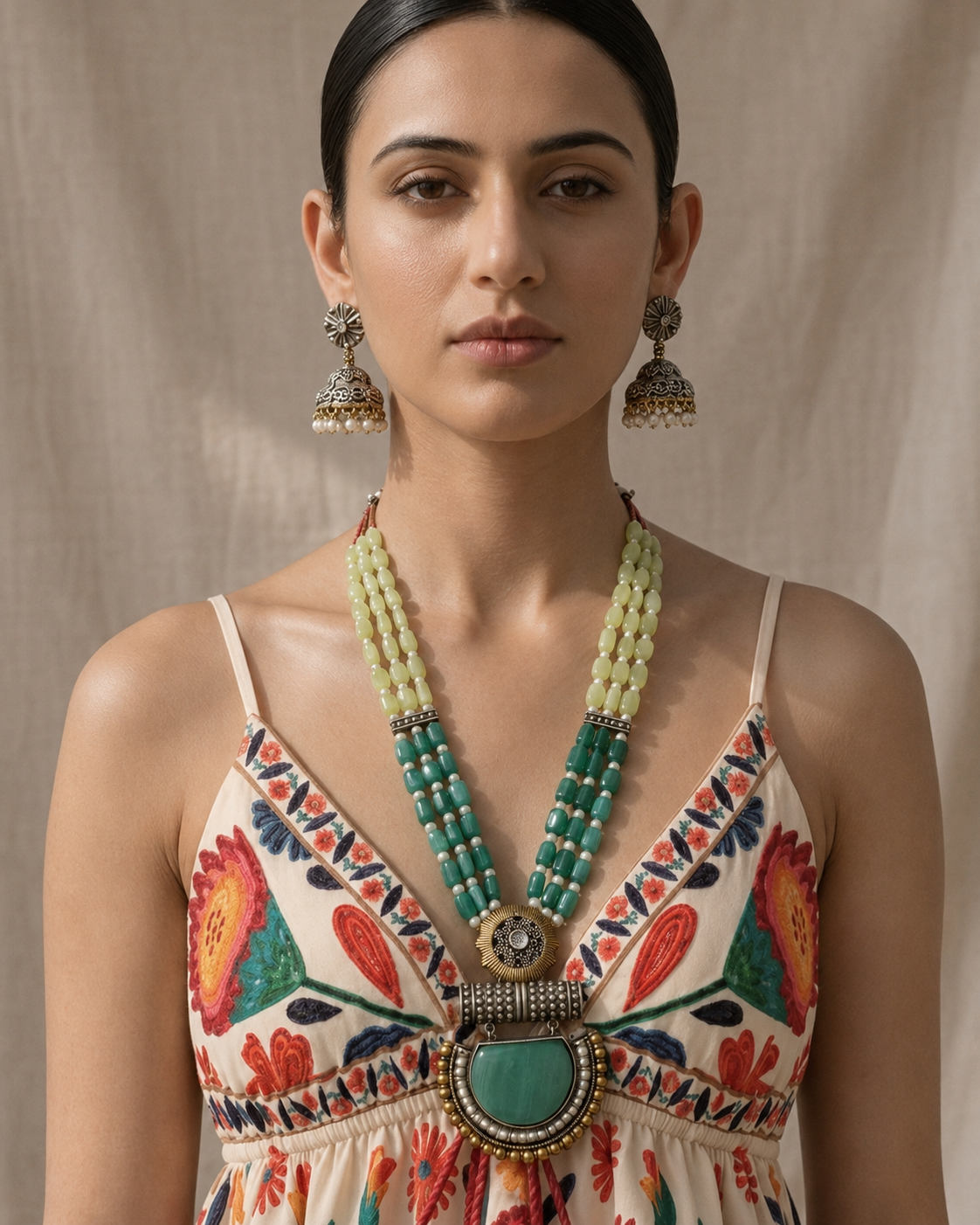 Own the Elegance: Grand Dual-Tone Beaded Necklace – A Timeless Heritage Treasure