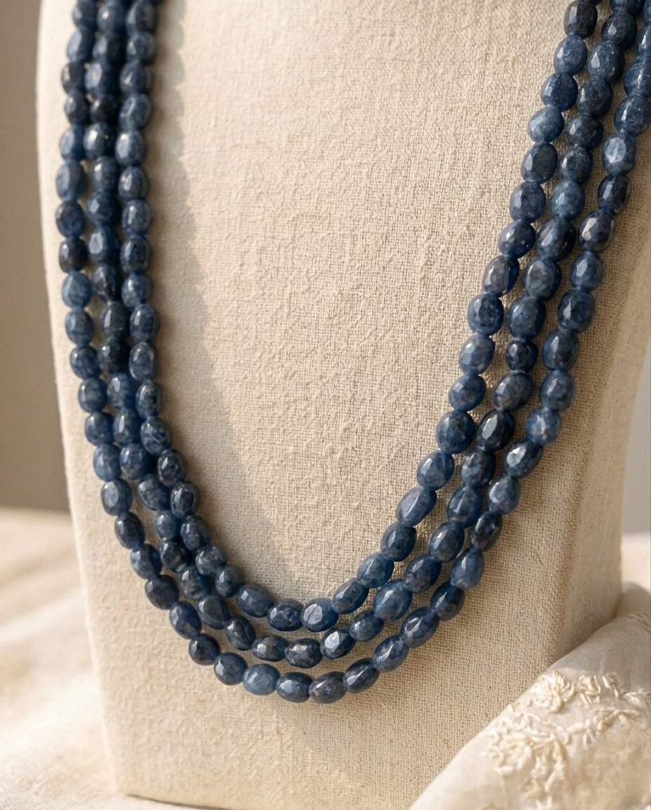 Sapphire Blue Multi-Strand Semi-Precious Stone Necklace