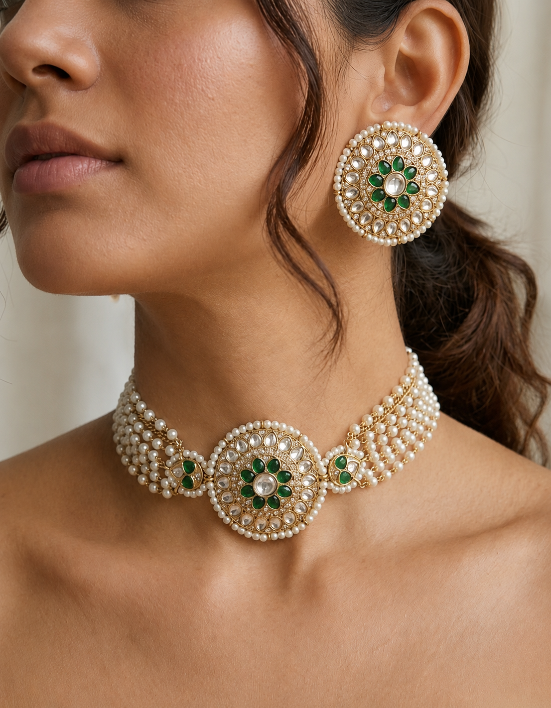 Royal Kundan Choker Set with Intricate Pearl Detailing