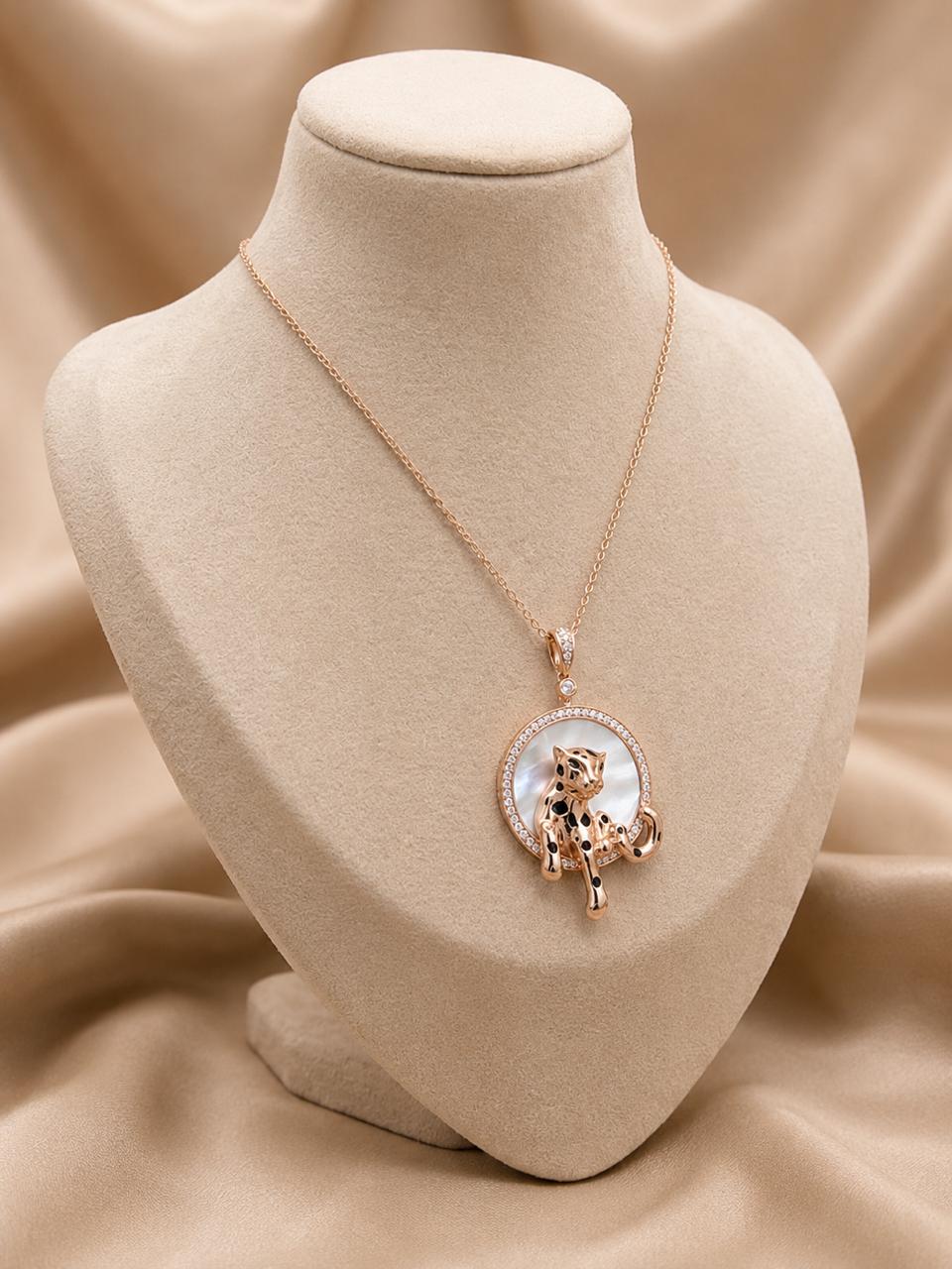 Elegant Rose Gold Jaguar Pendant Necklace-Stylish and Unique