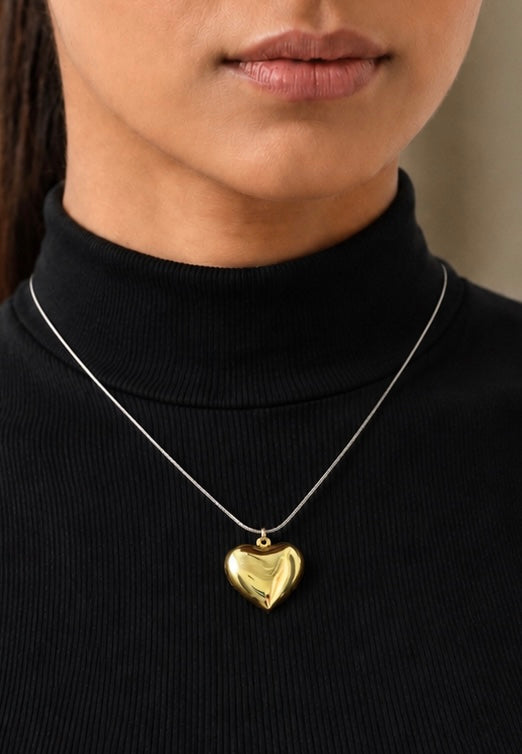 Amore Gold-Tone Heart Pendant Necklace | Anti-Tarnish Finish | Gift-Ready Box