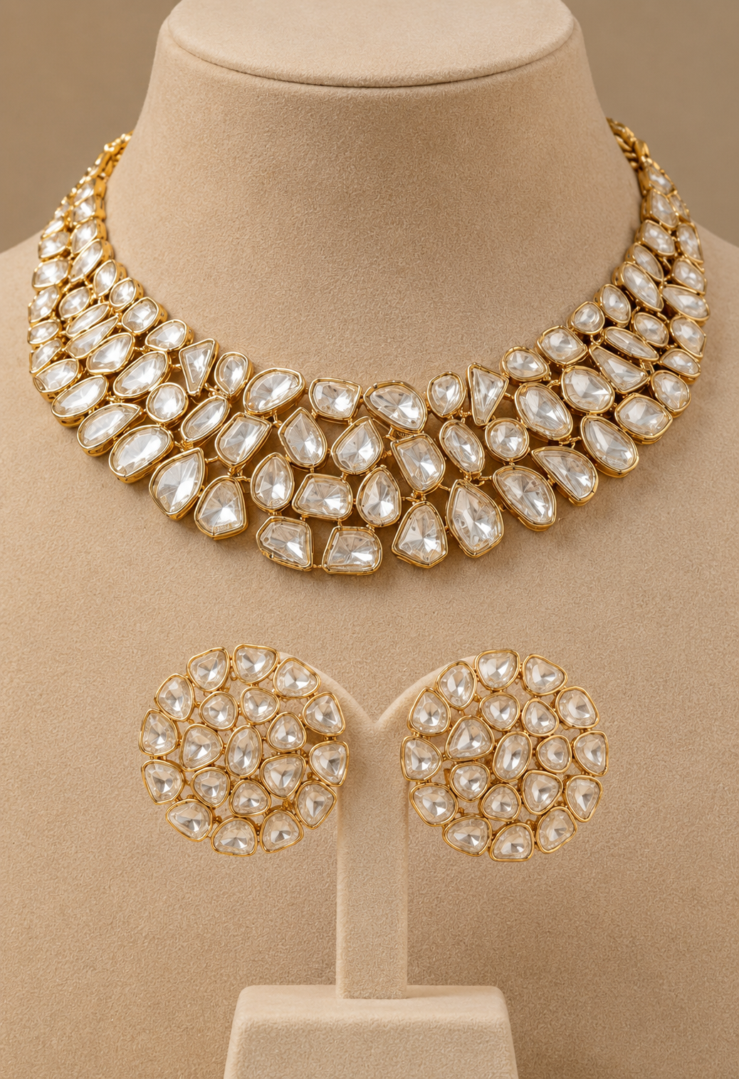 22K Gold Plated Uncut Kundan Choker Set – Royal Bridal Edit