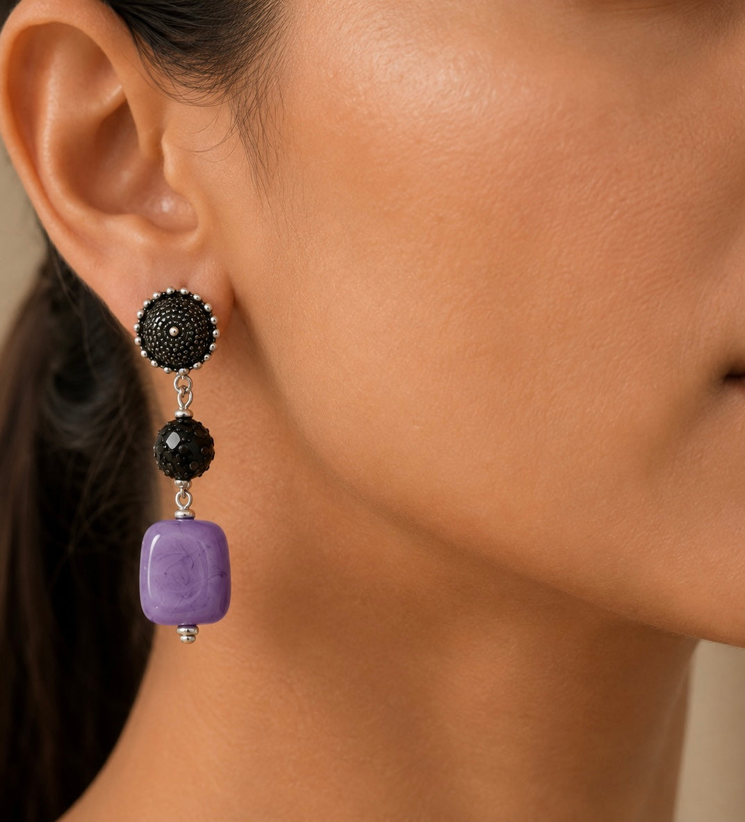 Amethyst Multi-Stone Statement Necklace Set with Earrings – Contemporary Luxe Edit