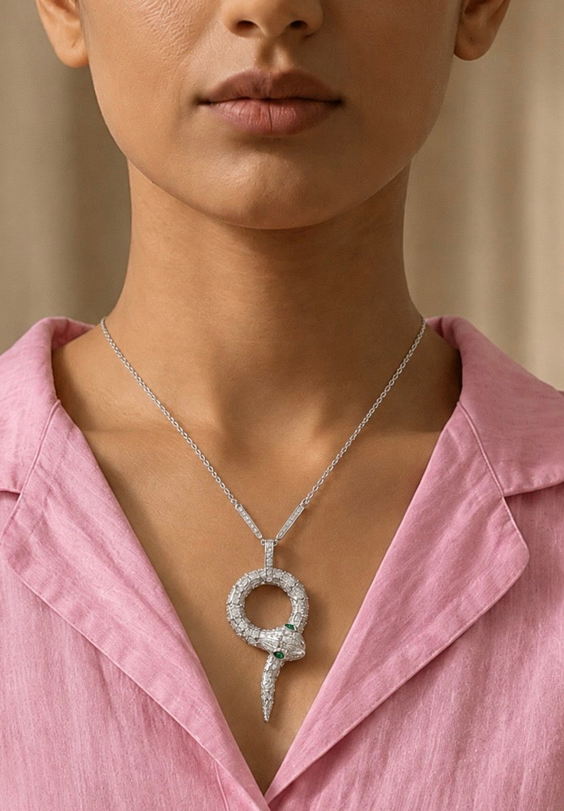 Platinum Finish Snake Pendant – Bold Luxe Edit