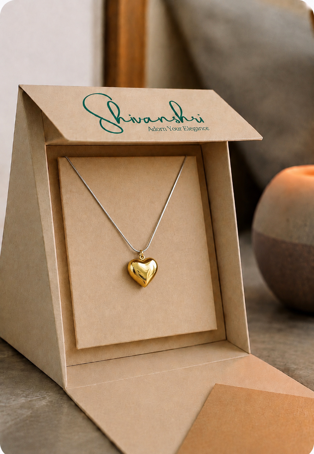Amore Gold-Tone Heart Pendant Necklace | Anti-Tarnish Finish | Gift-Ready Box