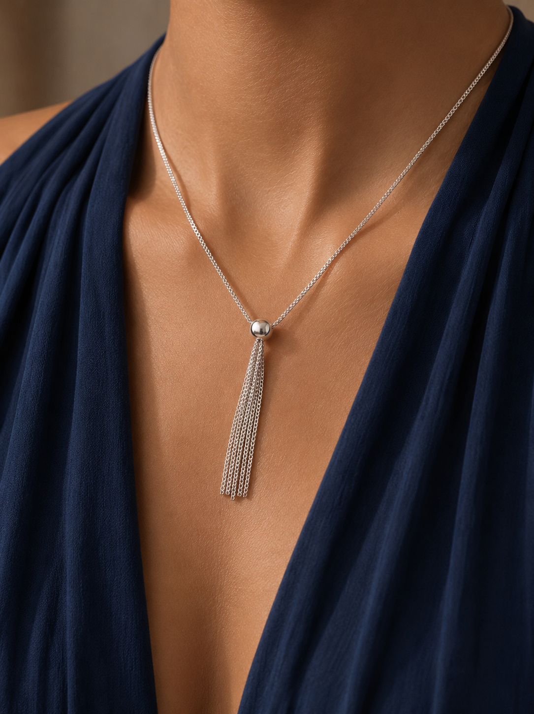 925 Sterling Silver Tassel Pendant Necklace