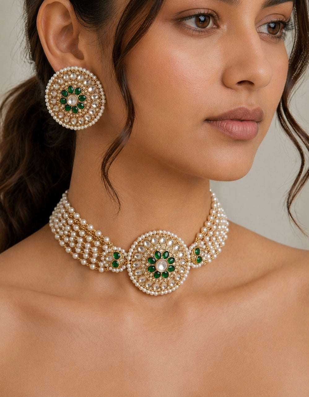 Royal Kundan Choker Set with Intricate Pearl Detailing