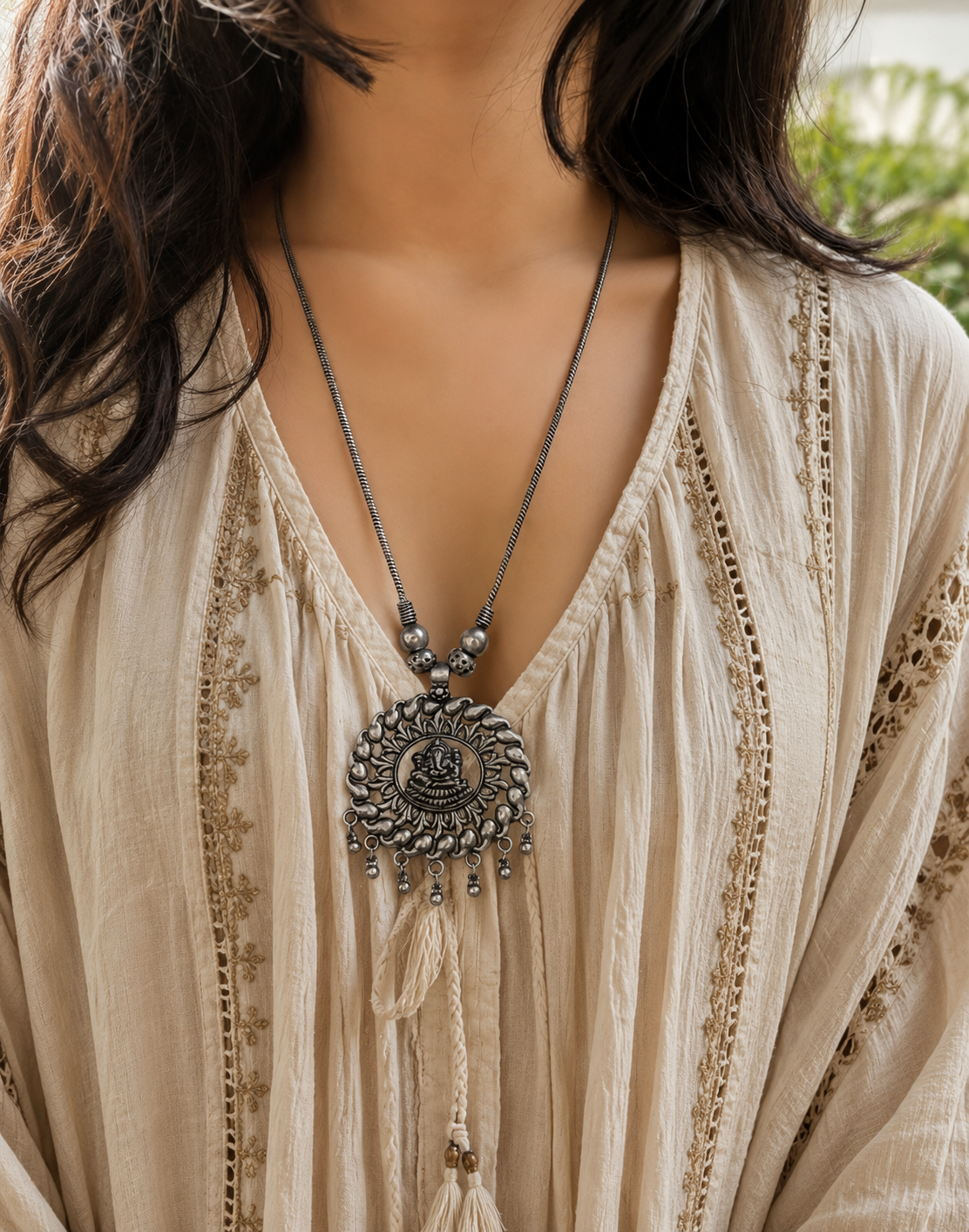 Oxidized Silver Lord Ganesha Pendant Necklace – A Sacred Statement of Devotion