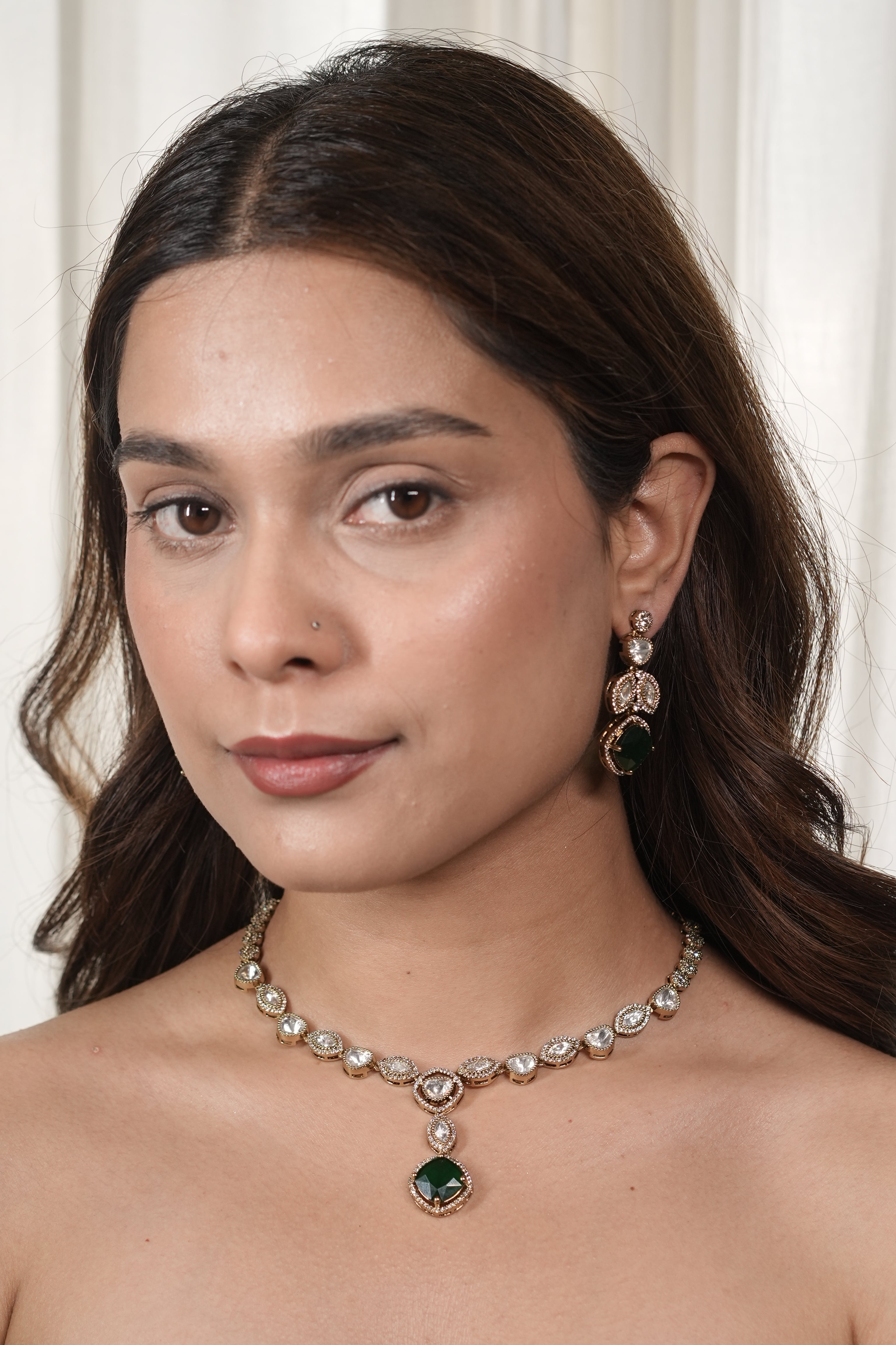Gorgeous Moissanite Polki Necklace Set: Timeless Elegance