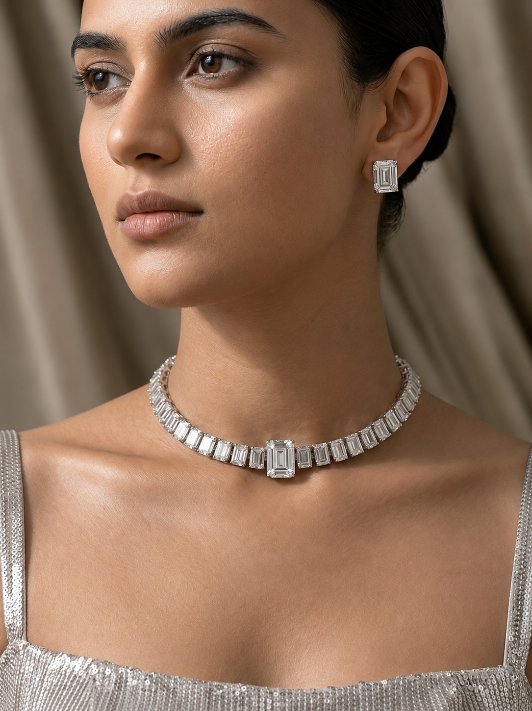 Baguette Diamond Look Choker Set – Luxe Evening Edit