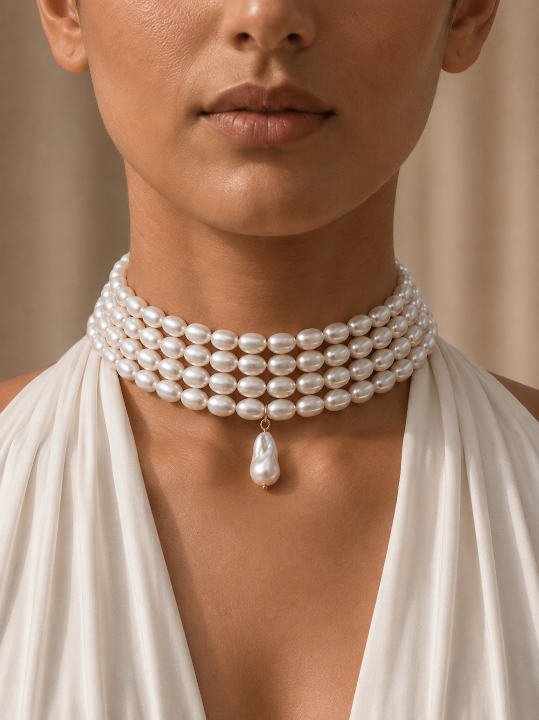 Regal Teardrop Pearl Choker