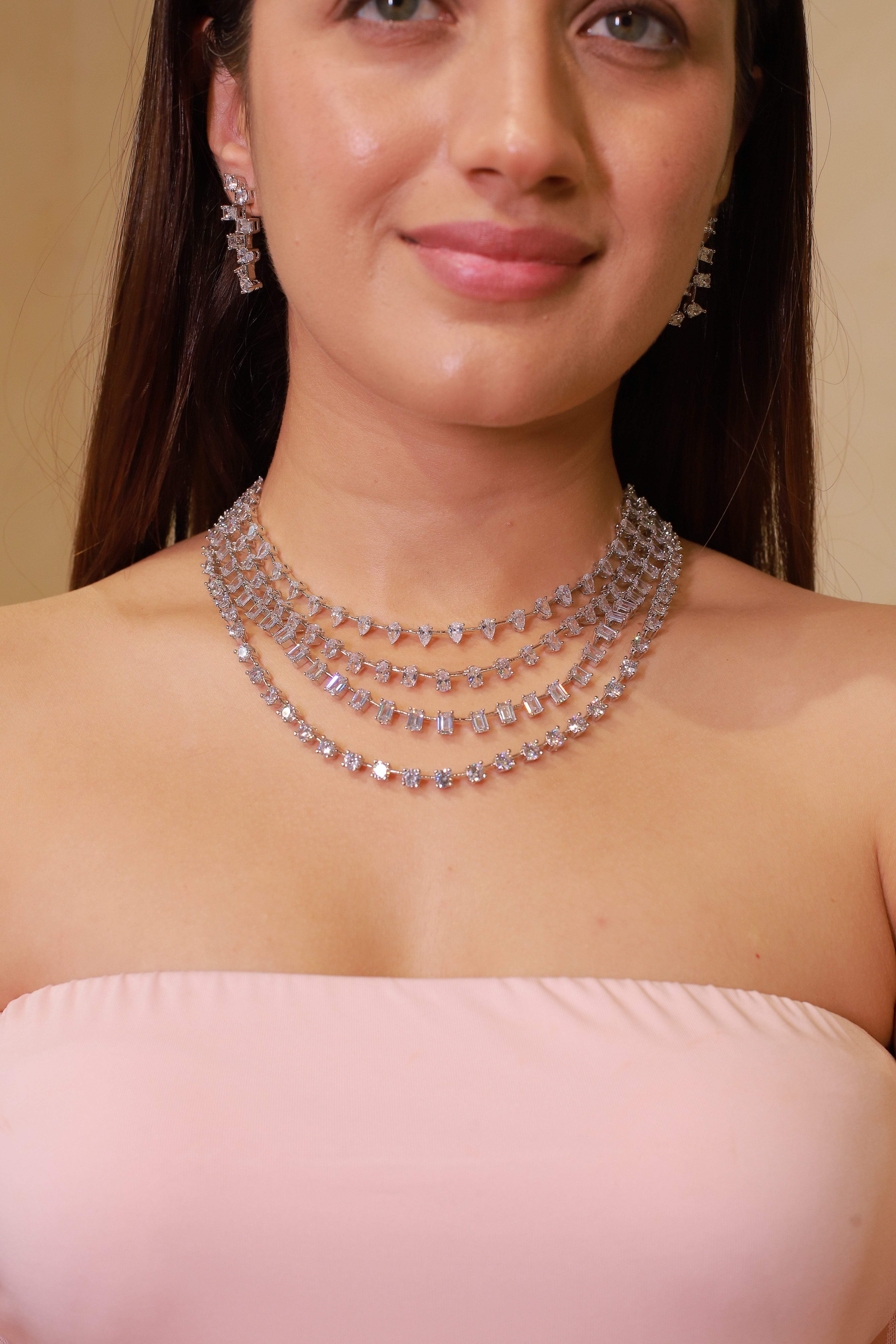 Celestial Layers Diamond Look Choker Set – Luxe Statement Edit