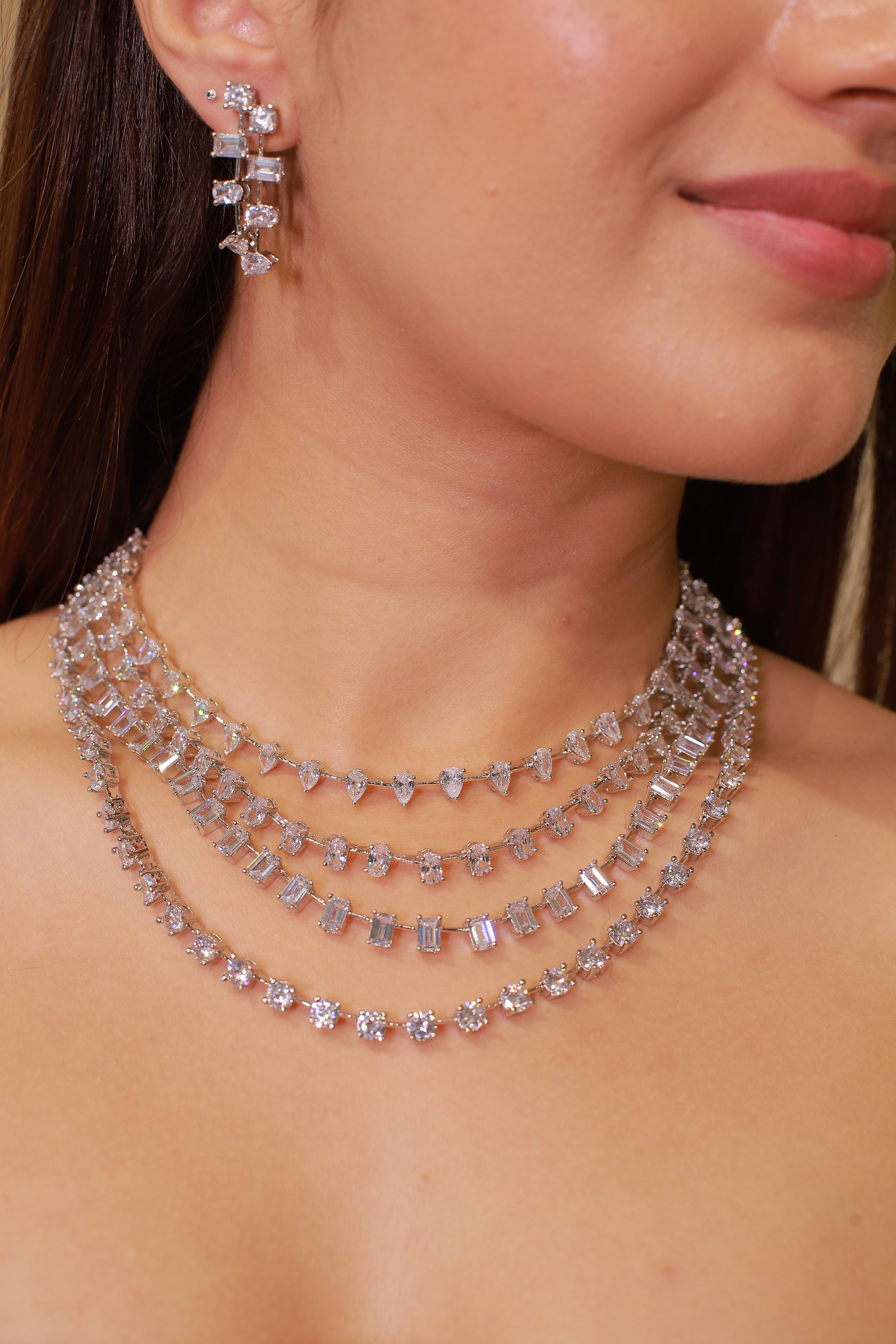 Celestial Layers Diamond Look Choker Set – Luxe Statement Edit