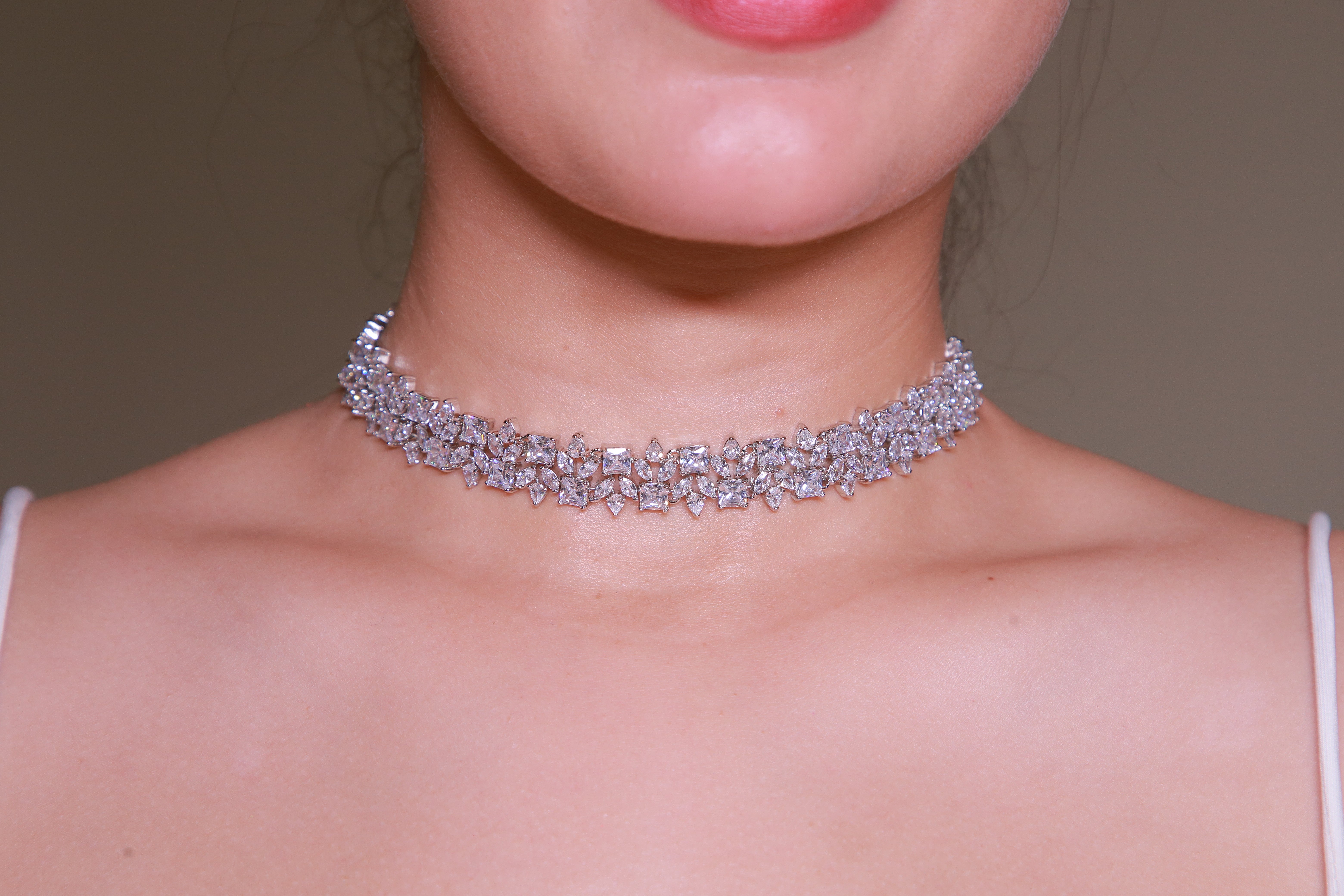 Marquise &amp; Emerald-Cut Diamond Cluster Necklace &amp; Earring Set