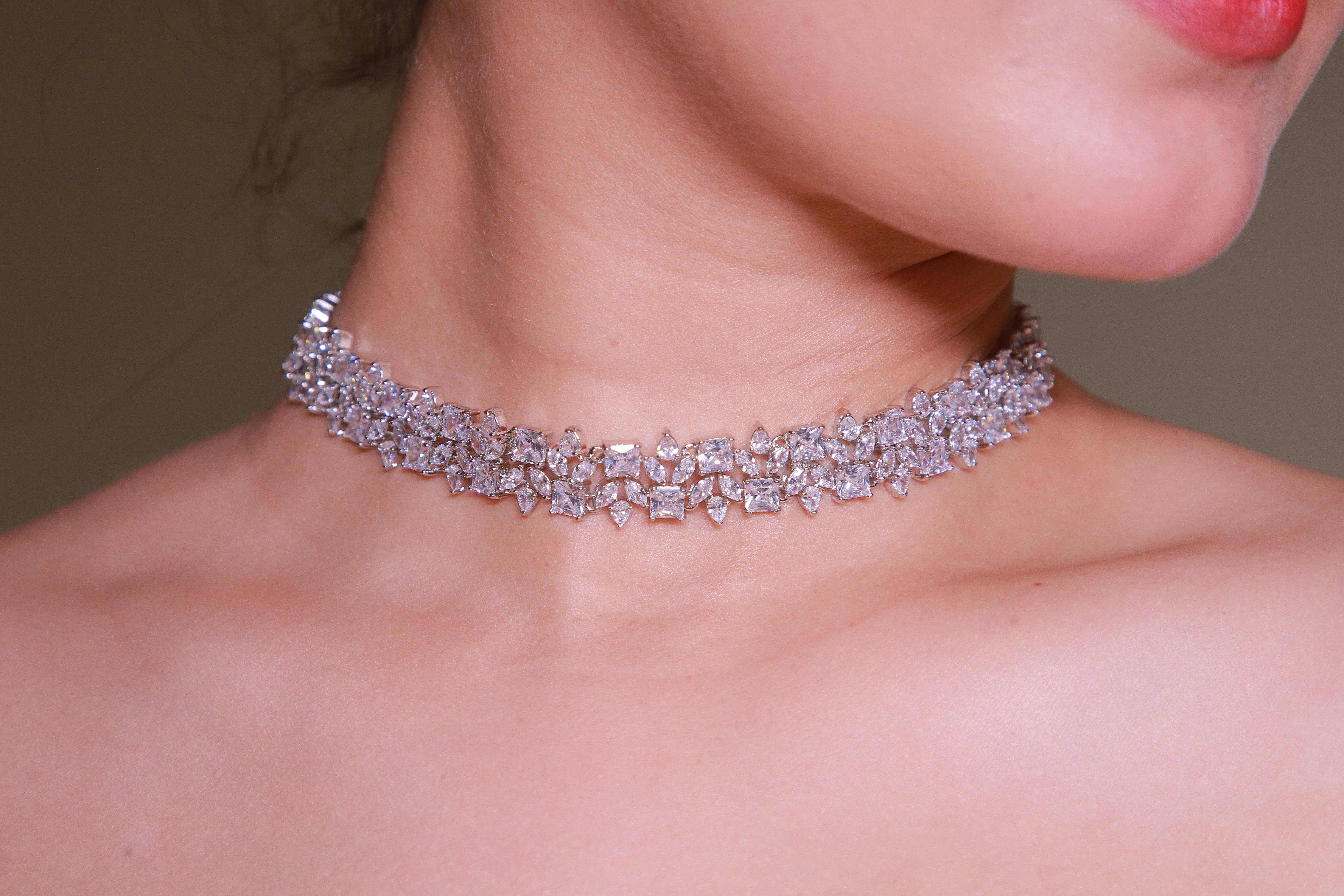 Marquise &amp; Emerald-Cut Diamond Cluster Necklace &amp; Earring Set