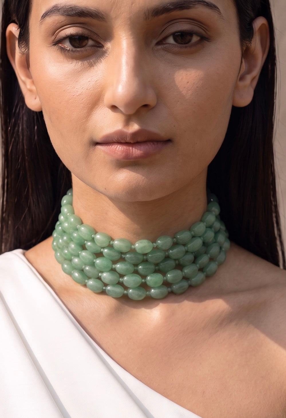 Layered Sage Bead Choker