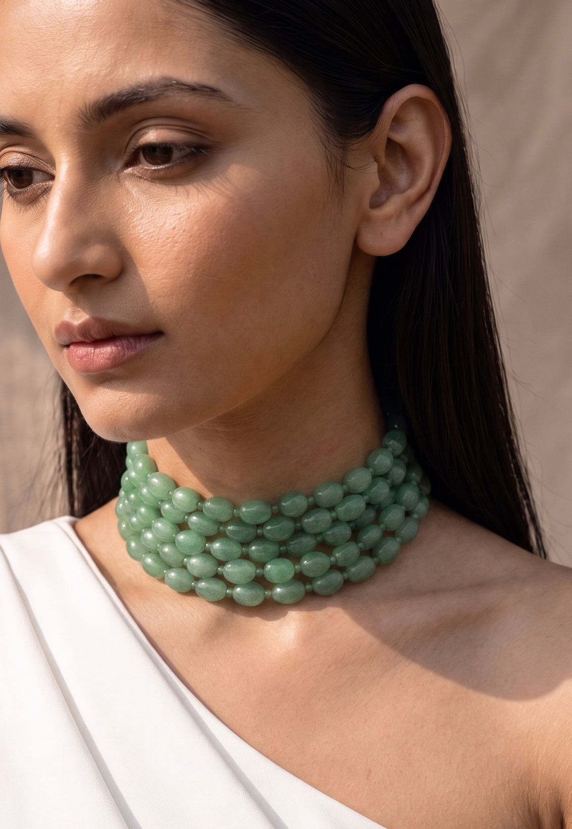 Layered Sage Bead Choker