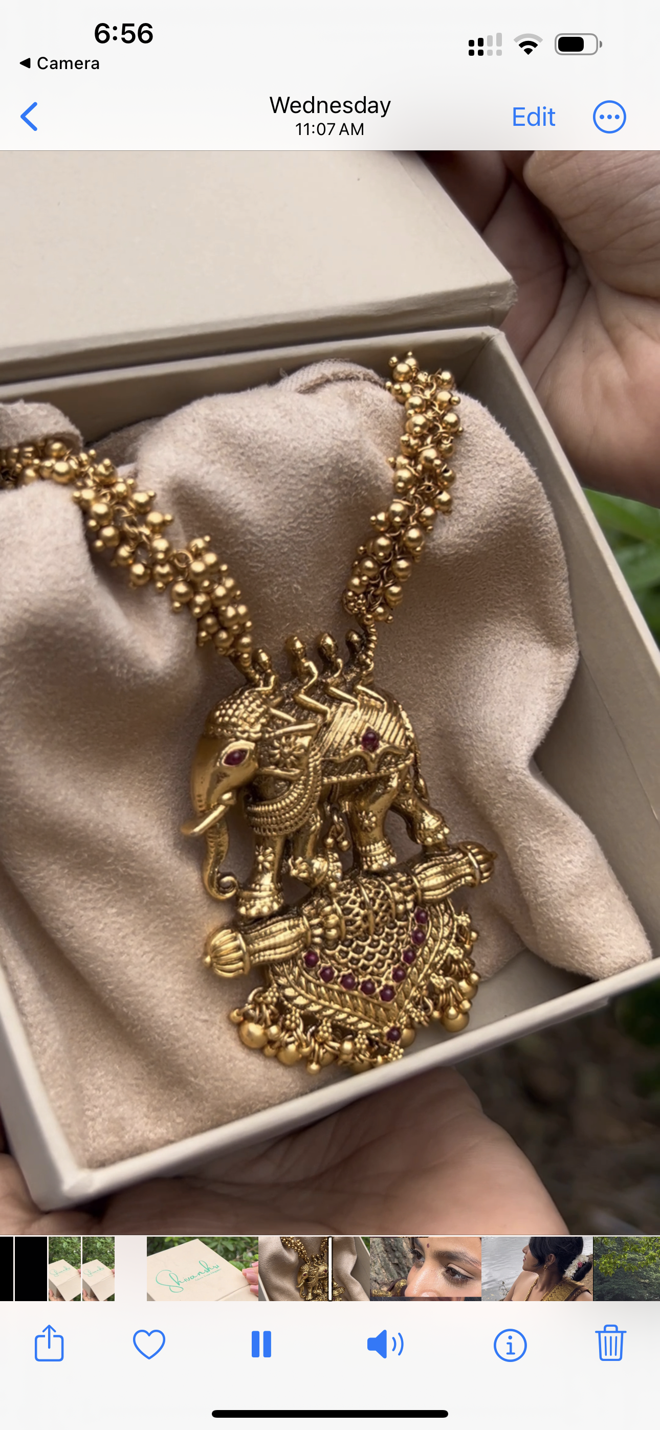 Temple-Inspired Elephant Design Gold-Plated Necklace