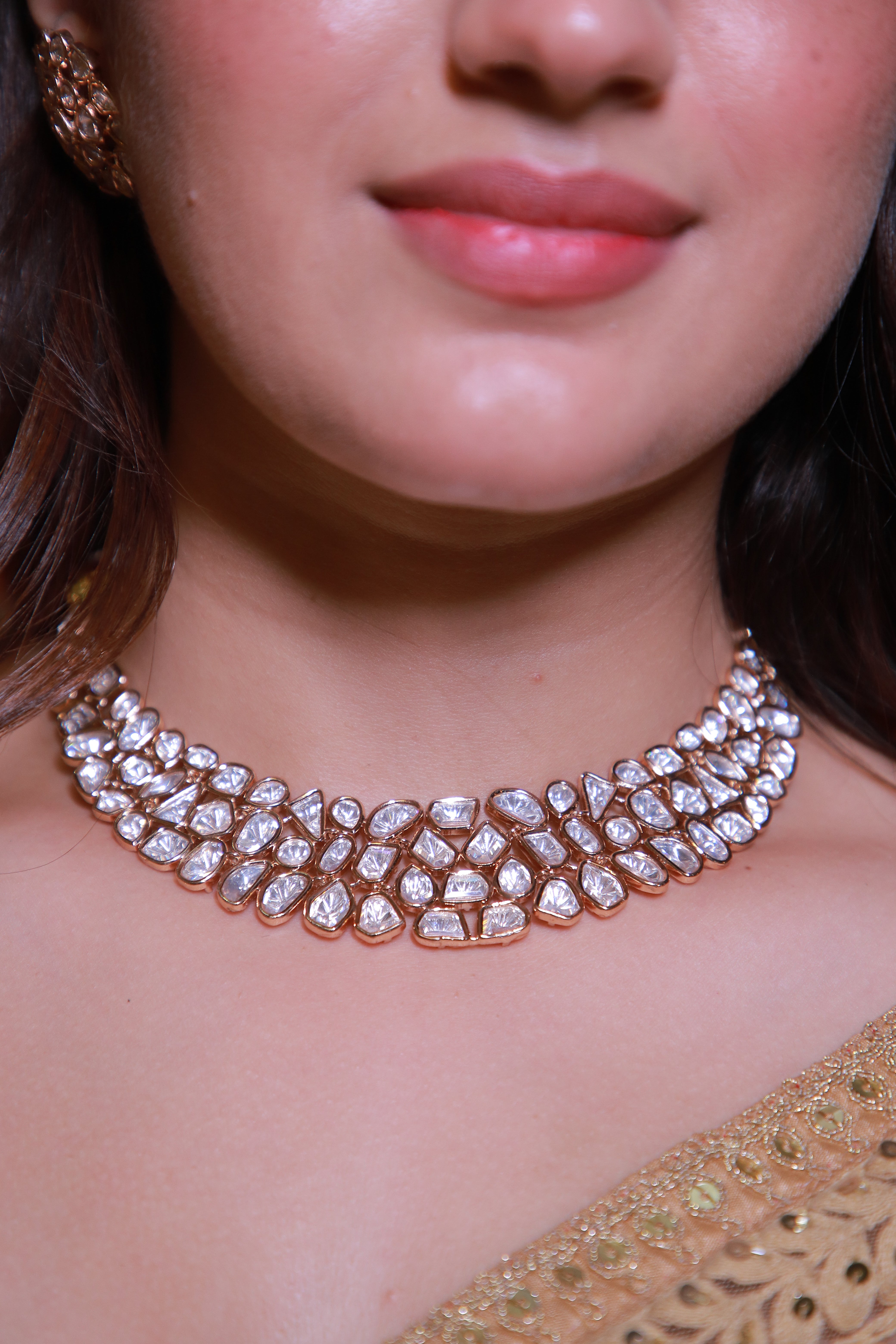 22K Gold Plated Uncut Kundan Choker Set – Royal Bridal Edit