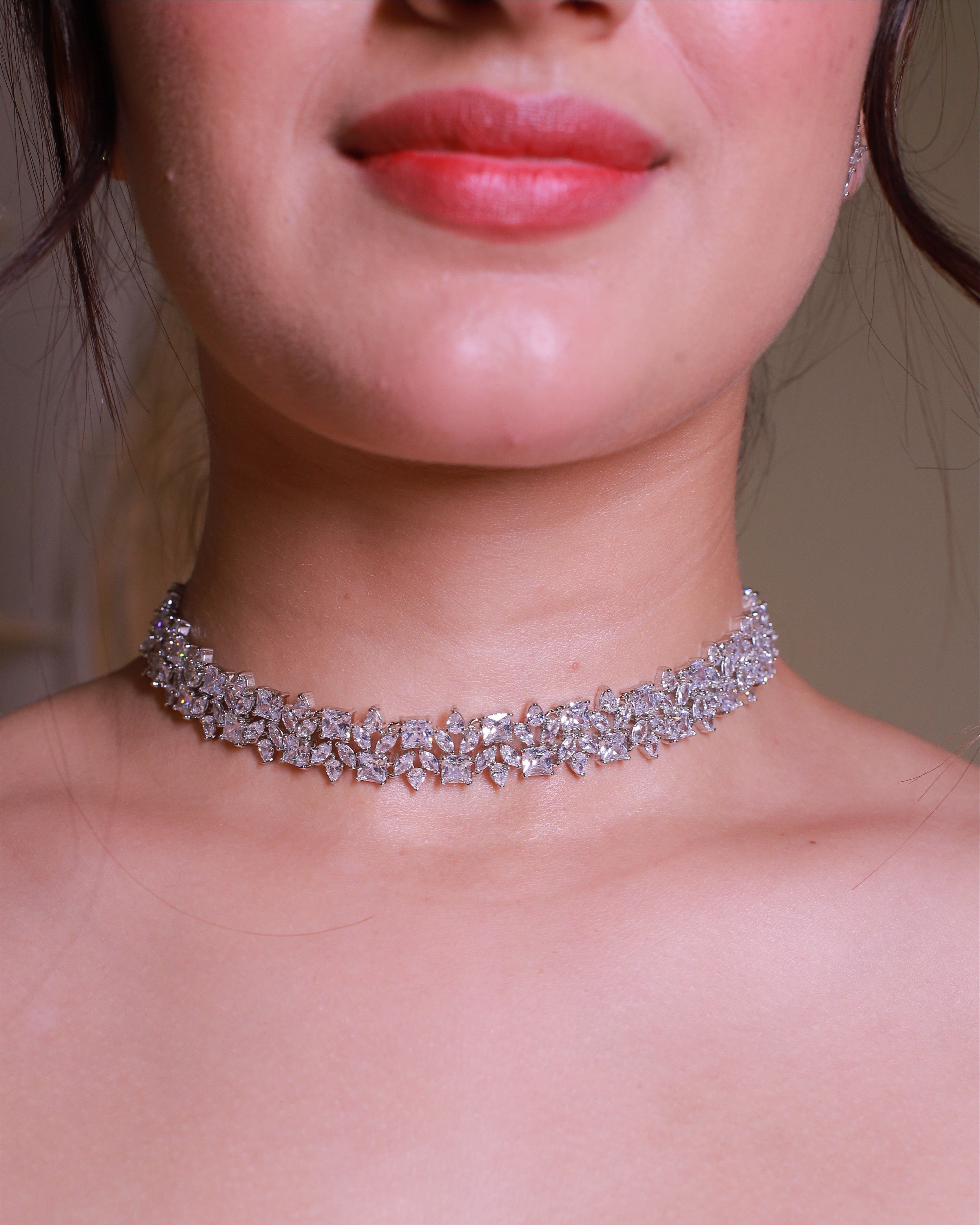 Marquise &amp; Emerald-Cut Diamond Cluster Necklace &amp; Earring Set