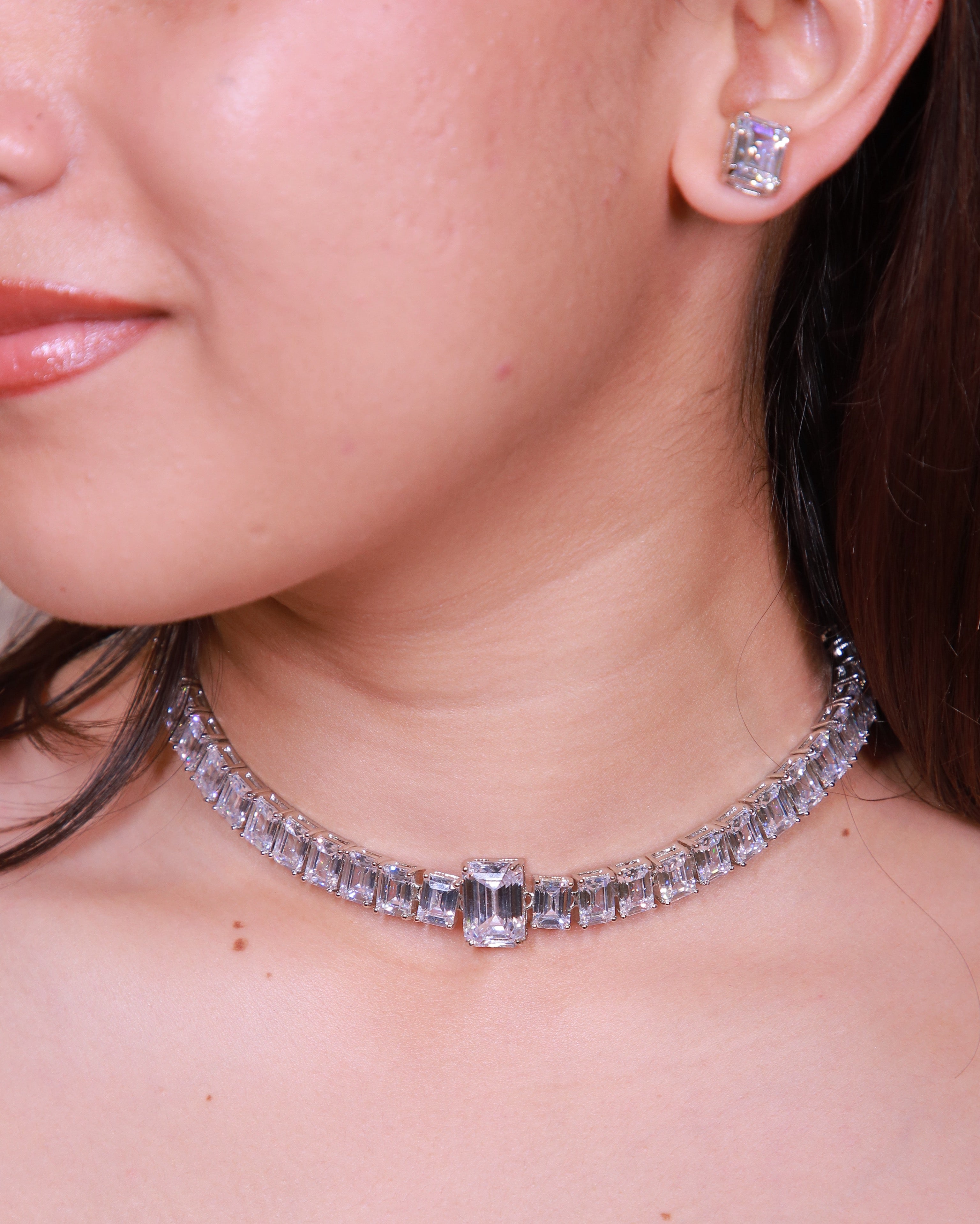 Baguette Diamond Look Choker Set – Luxe Evening Edit