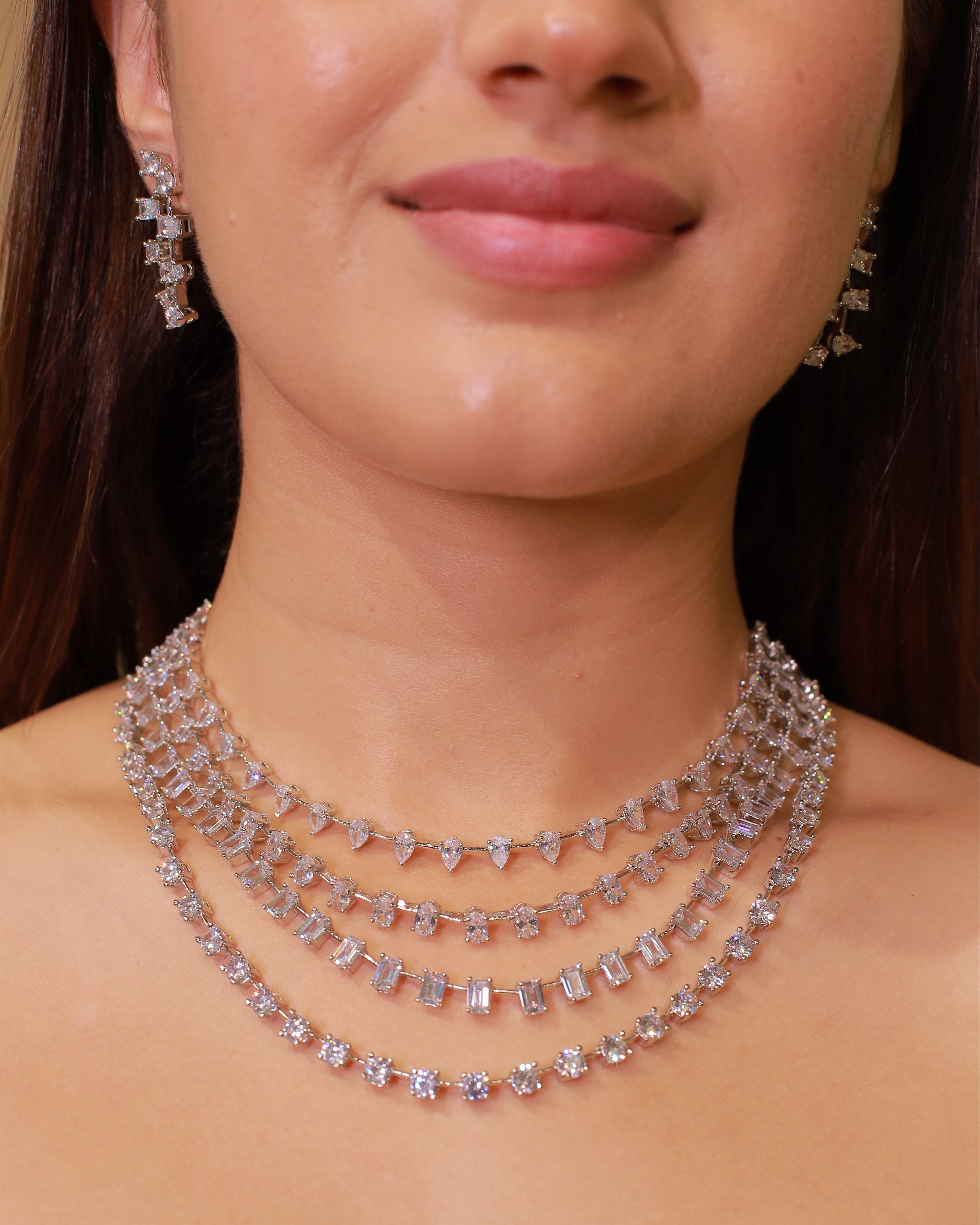 Celestial Layers Diamond Look Choker Set – Luxe Statement Edit