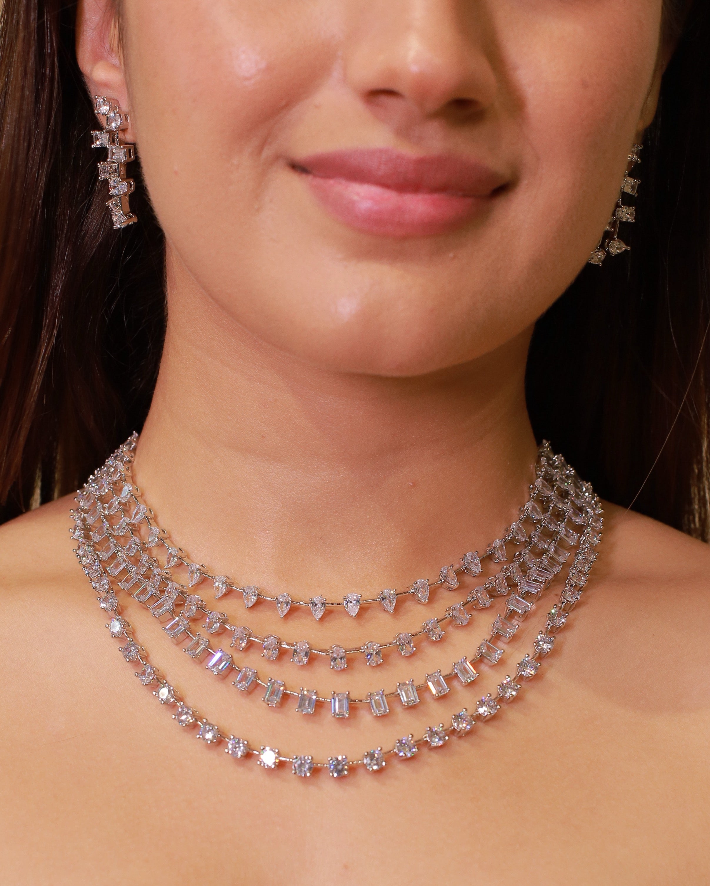 Celestial Layers Diamond Look Choker Set – Luxe Statement Edit