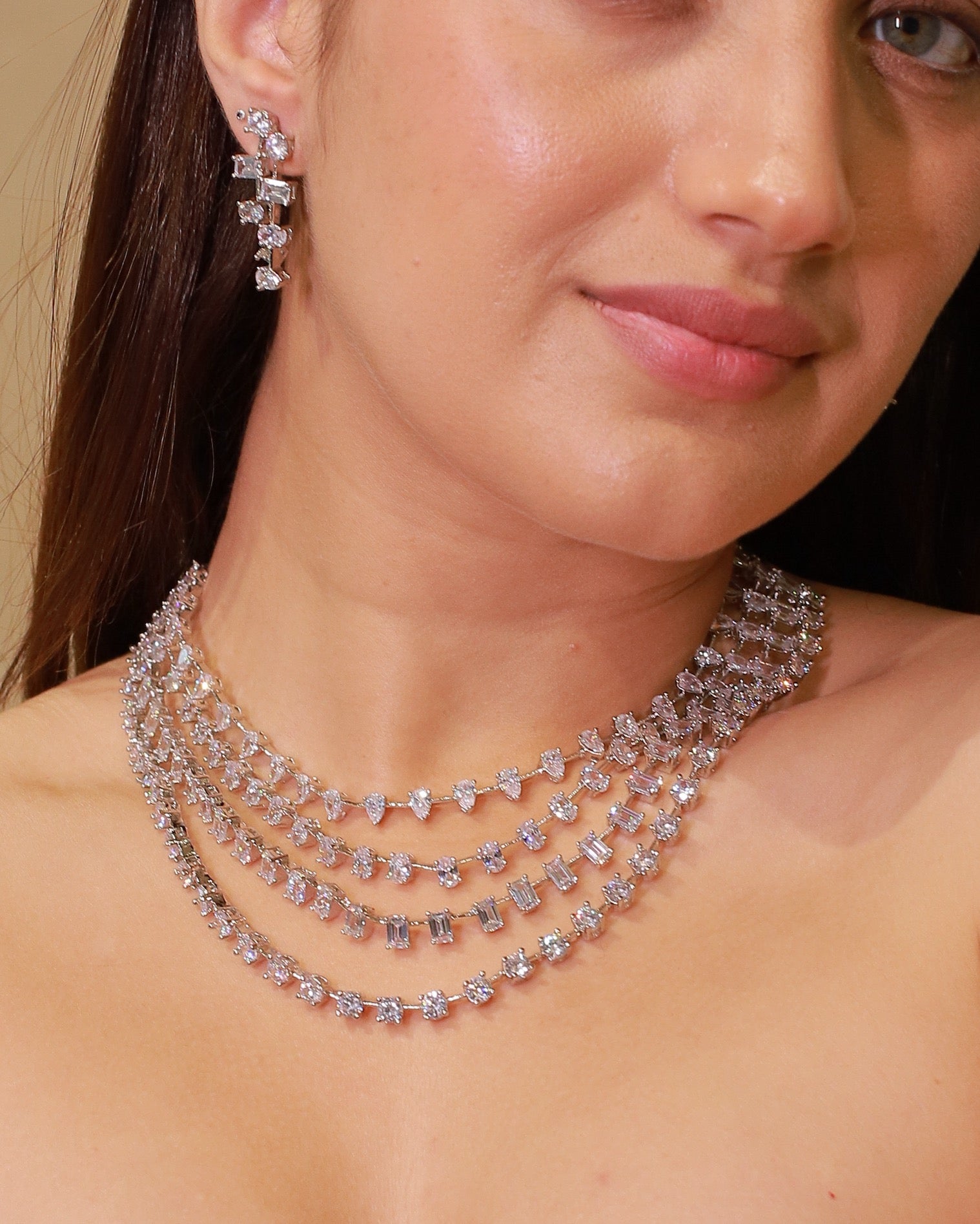 Celestial Layers Diamond Look Choker Set – Luxe Statement Edit