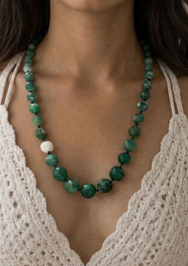 Green Onyx Semi-Precious Stone Mala Necklace