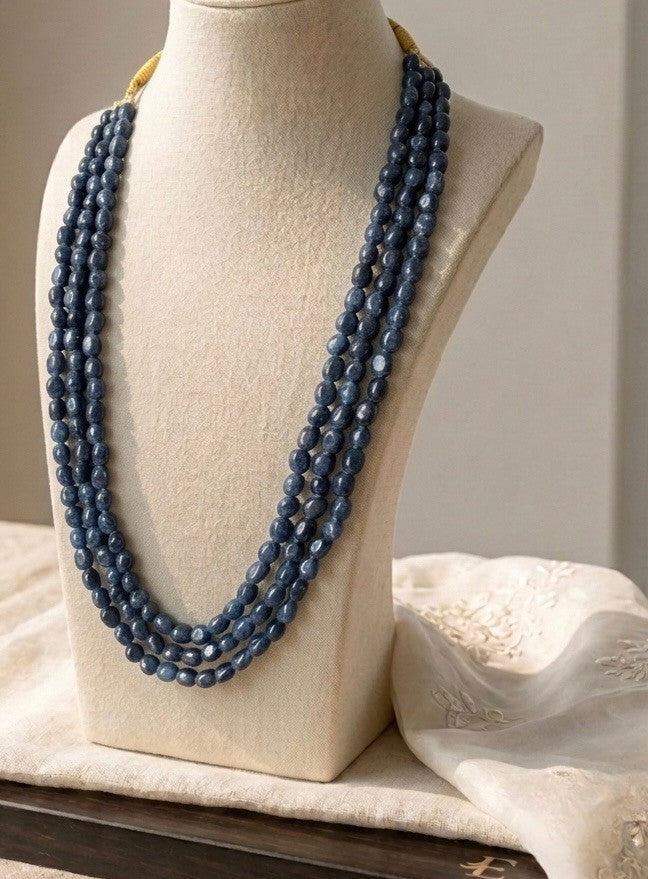 Sapphire Blue Multi-Strand Semi-Precious Stone Necklace
