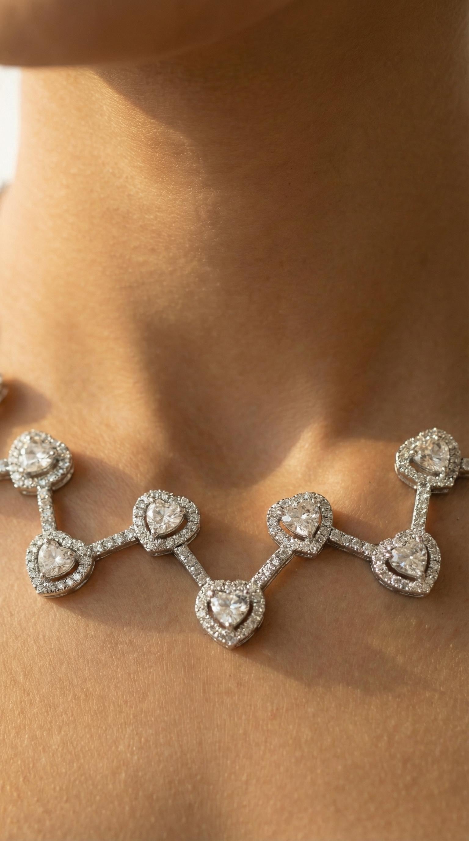 Celeste Heart Diamond Look Necklace Set – Timeless Elegance