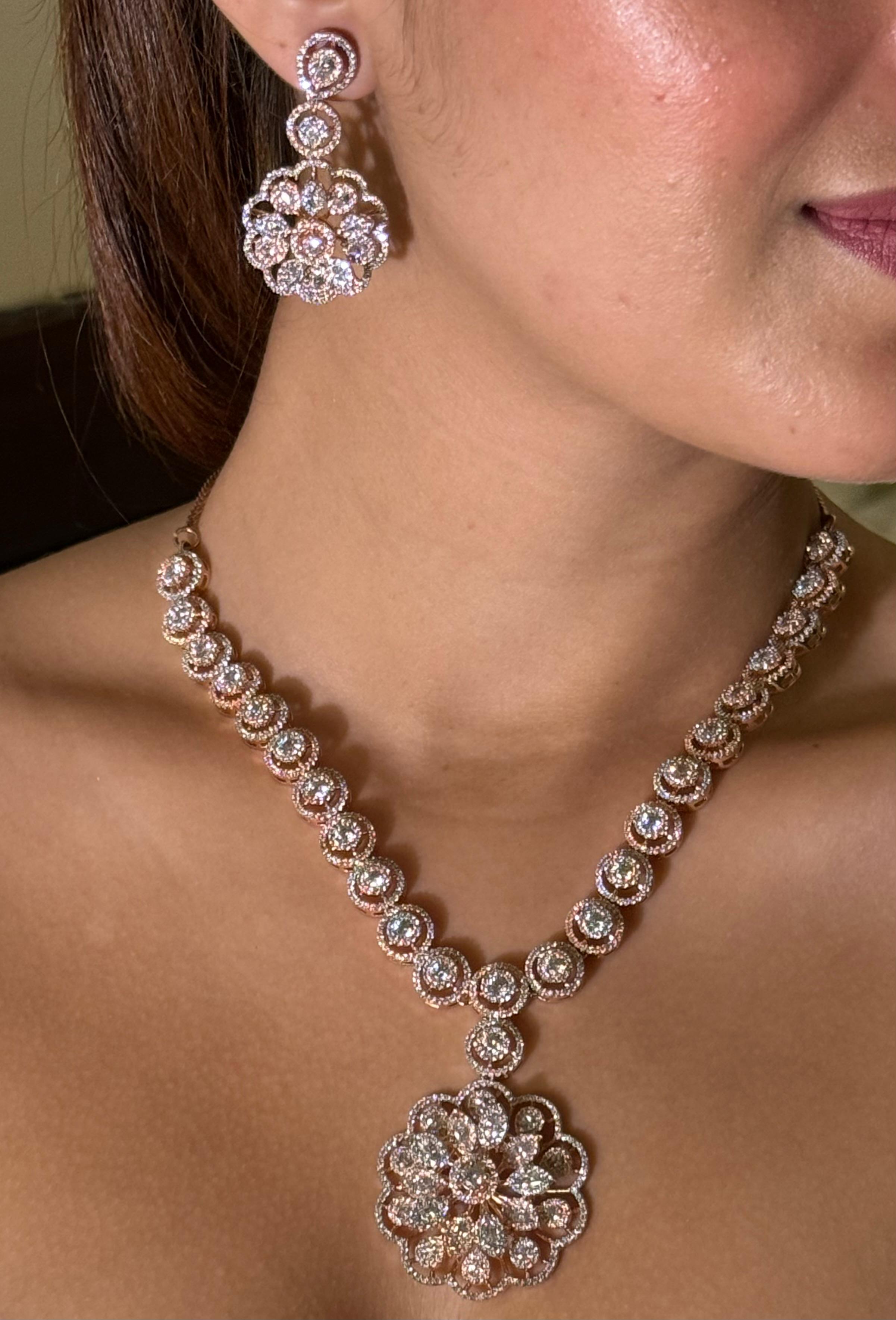CZ Designer Necklace Set: Elegant Jewelry Collection