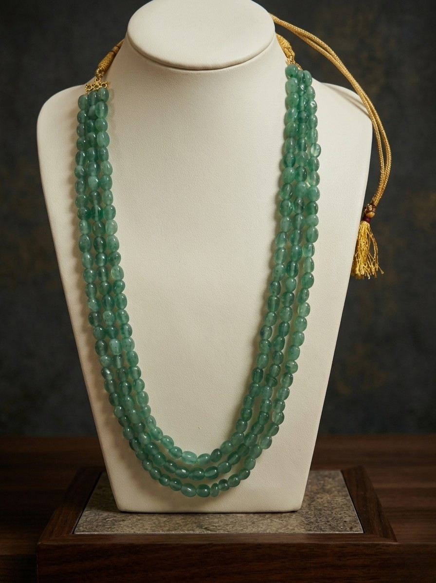 Emerald Green Multi-Strand Semi-Precious Stone Necklace