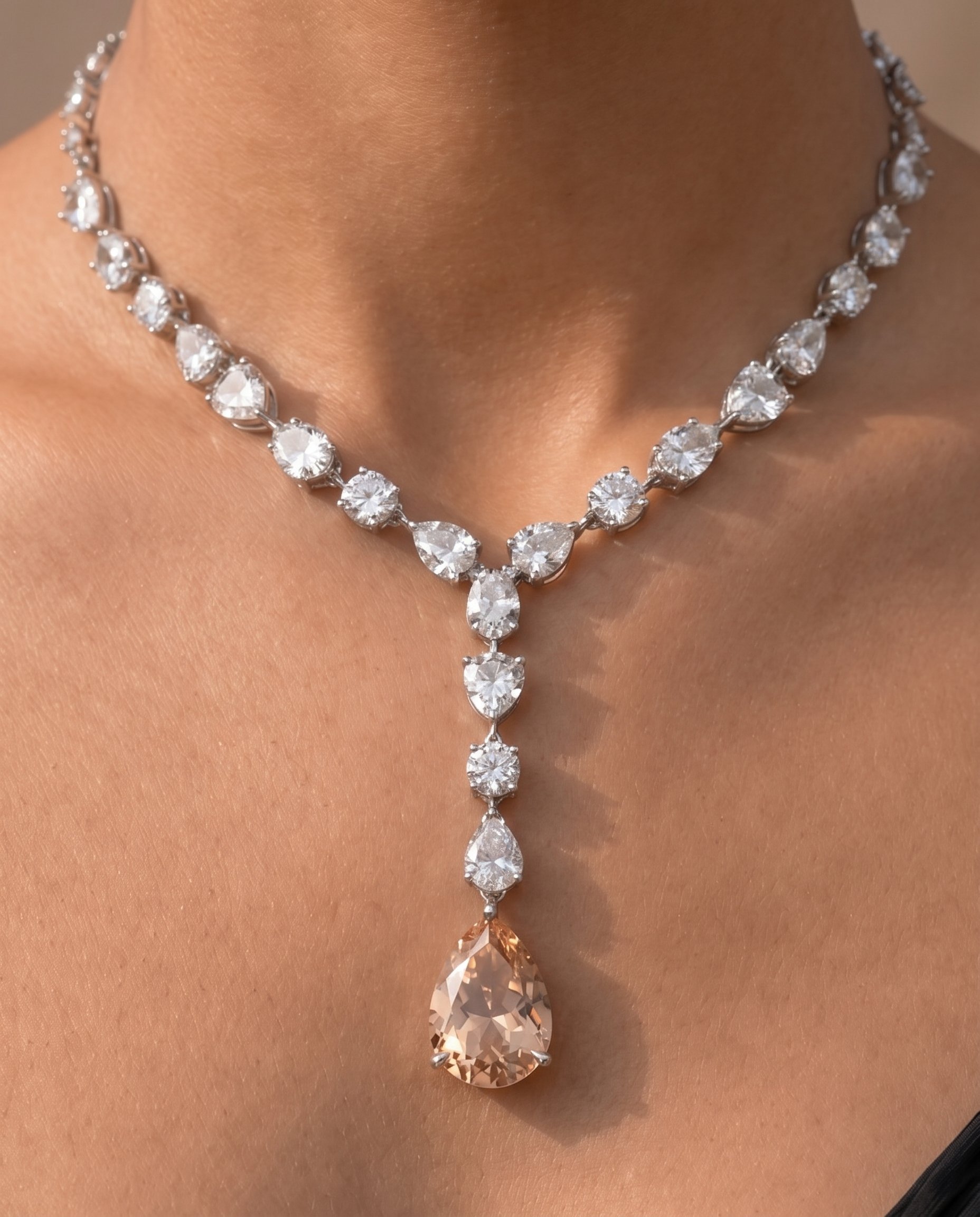 Champagne Drop Statement Necklace Set – Luxe Evening Edit