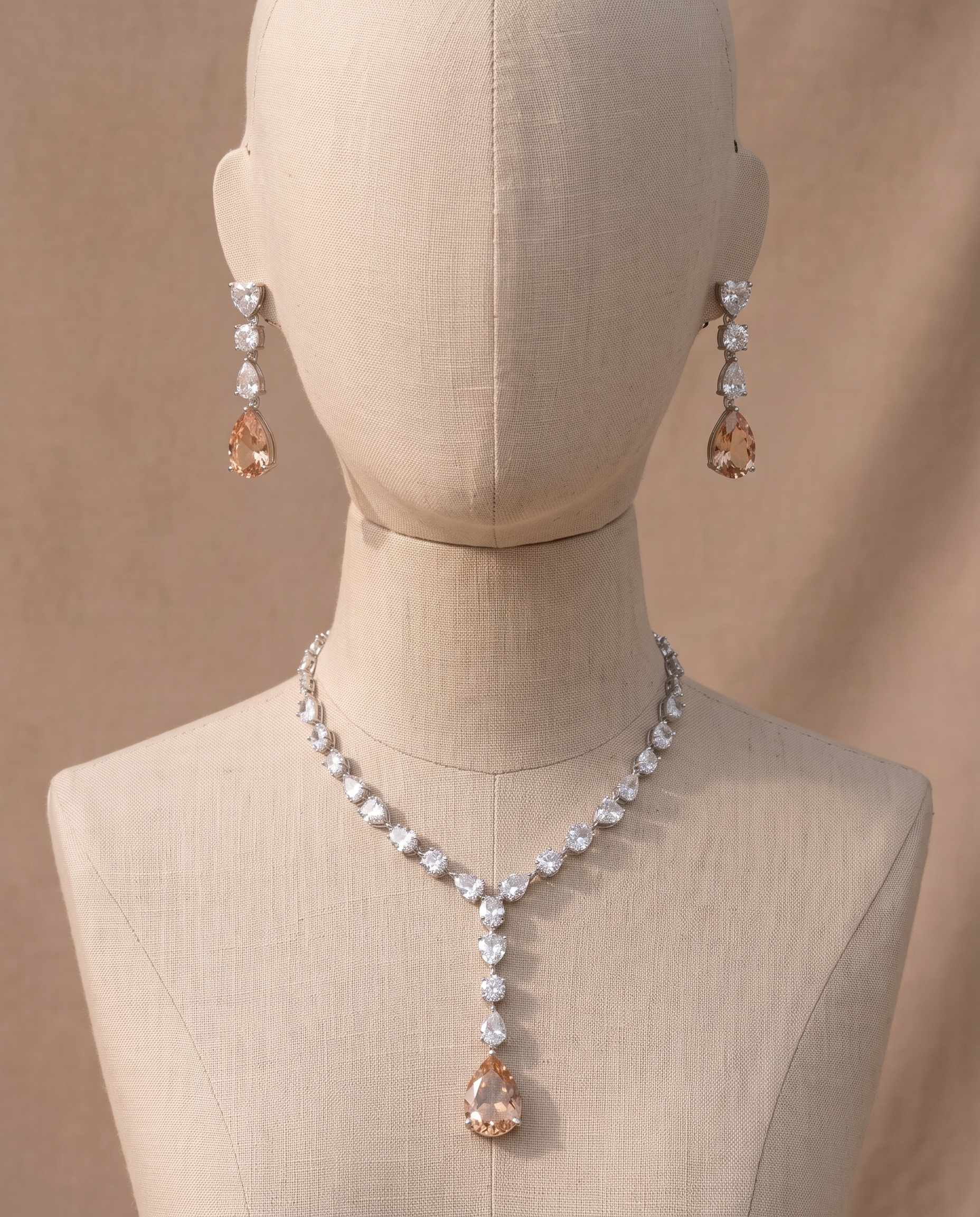 Champagne Drop Statement Necklace Set – Luxe Evening Edit