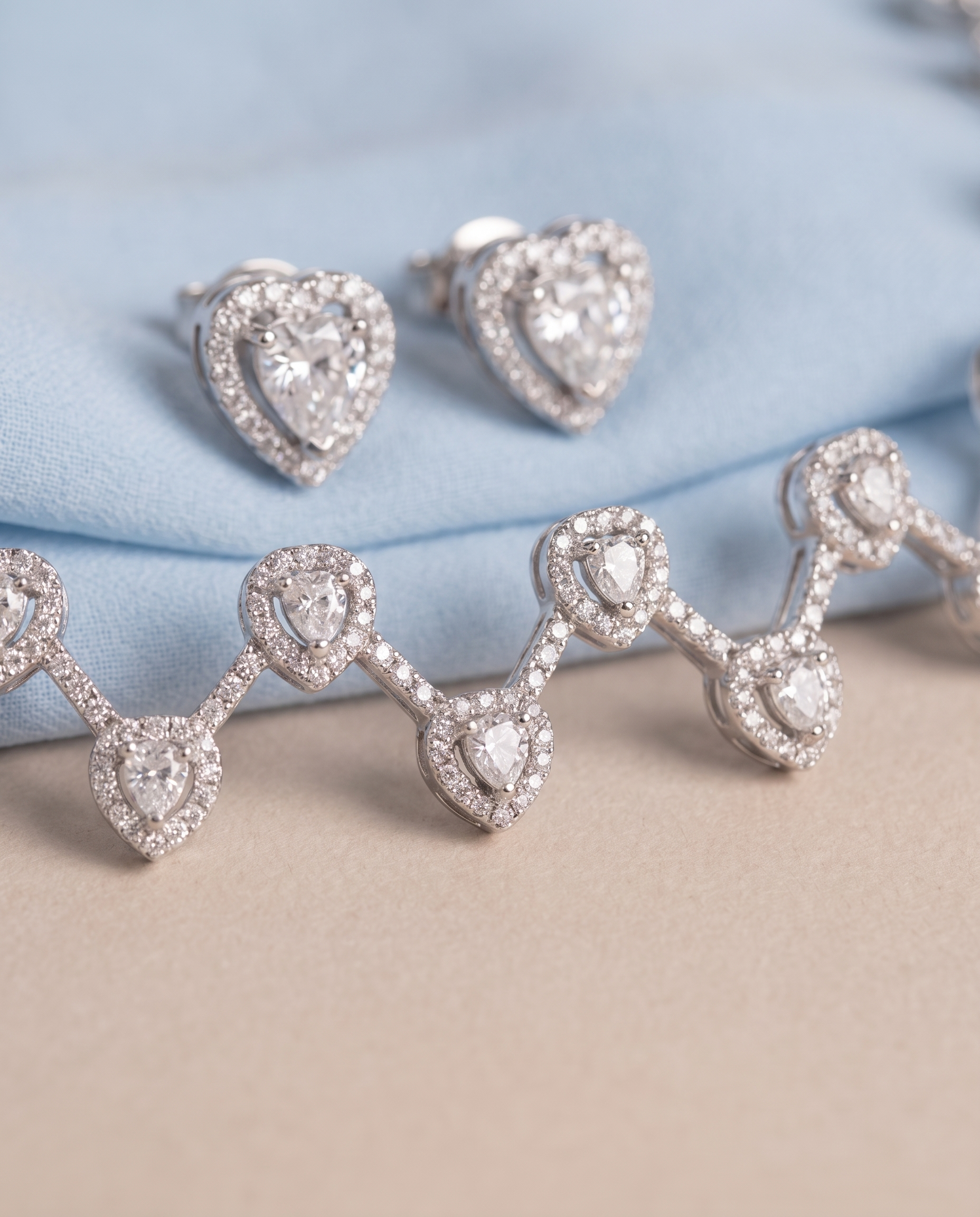 Celeste Heart Diamond Look Necklace Set – Timeless Elegance