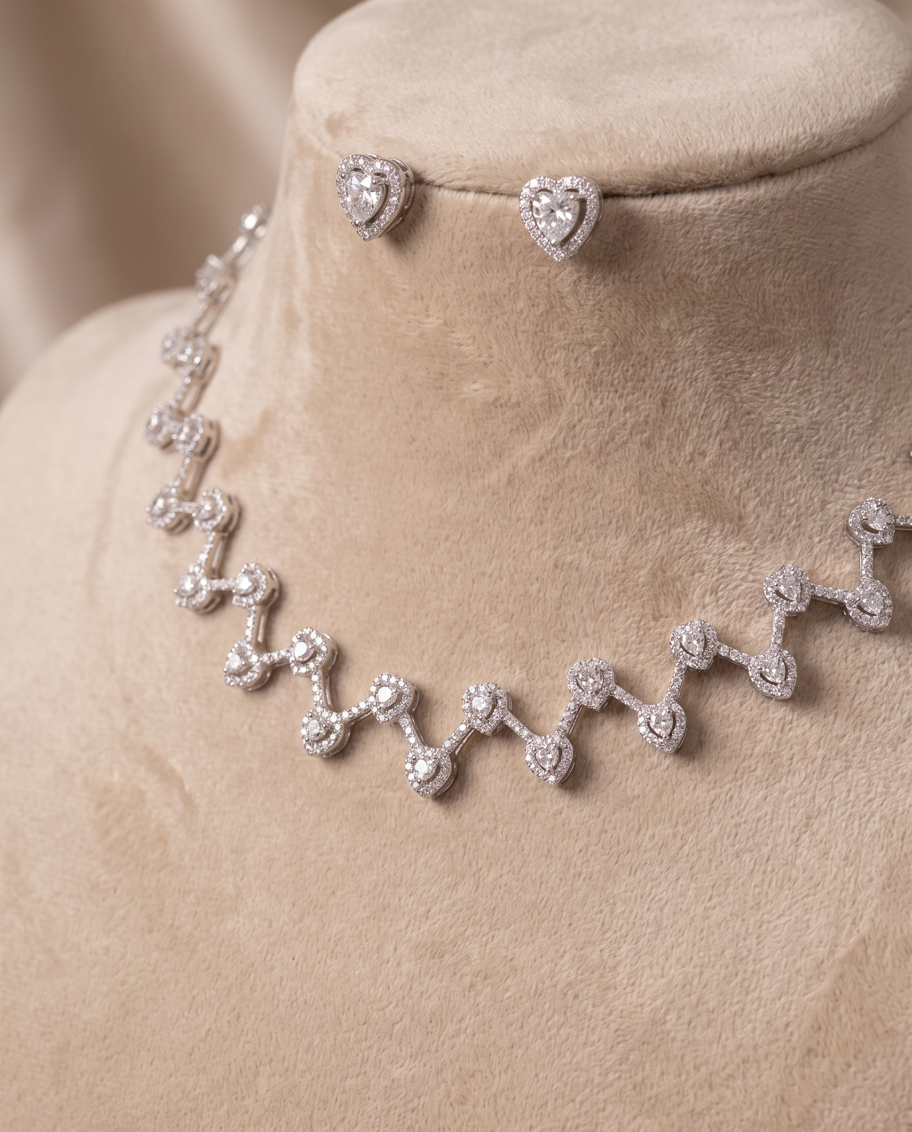 Celeste Heart Diamond Look Necklace Set – Timeless Elegance