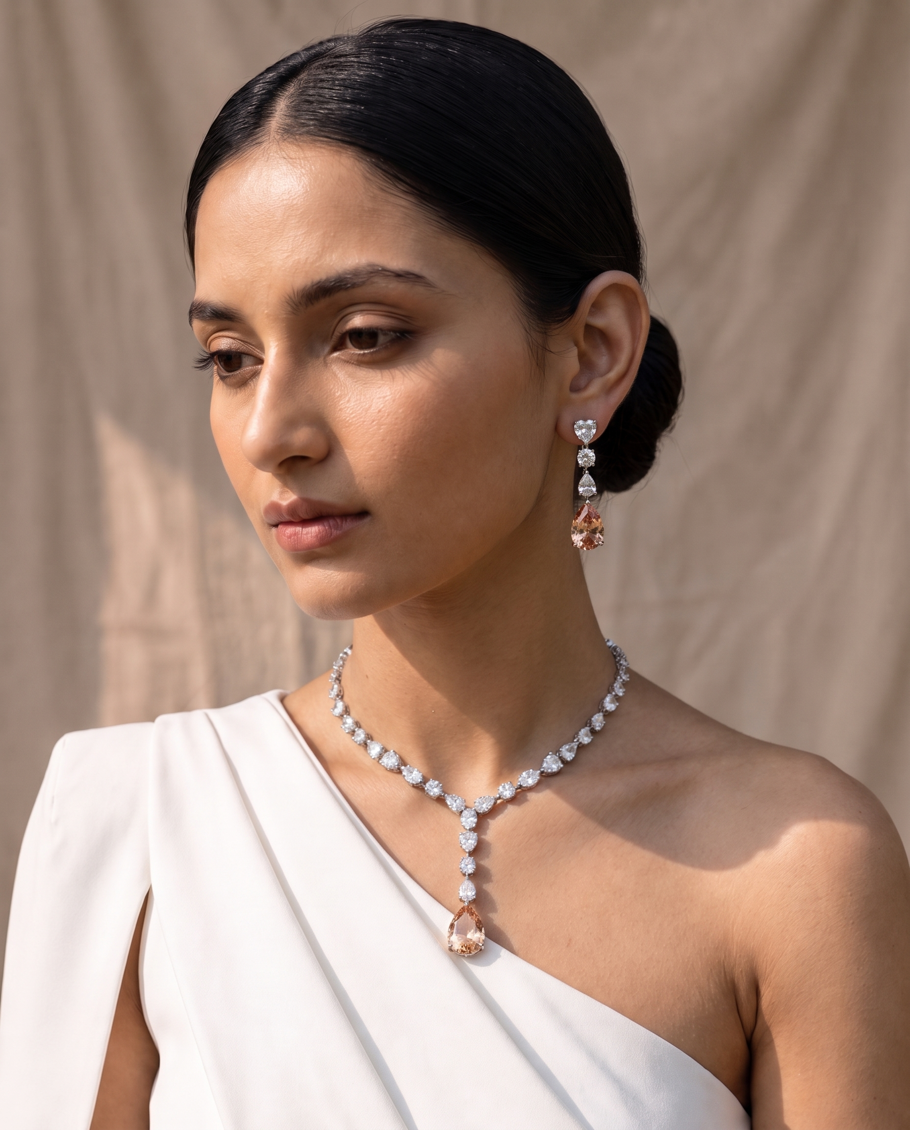 Champagne Drop Statement Necklace Set – Luxe Evening Edit