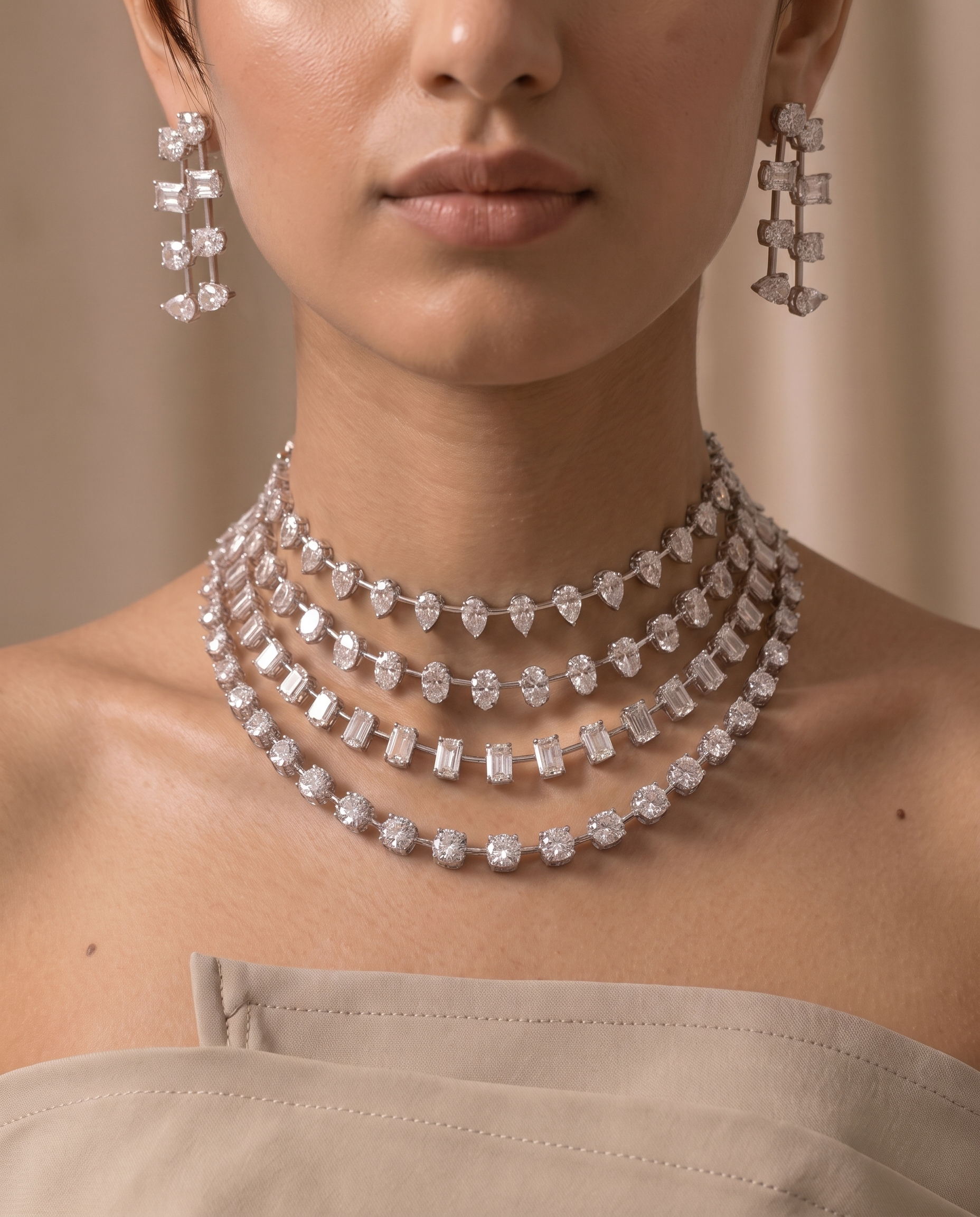 Celestial Layers Diamond Look Choker Set – Luxe Statement Edit