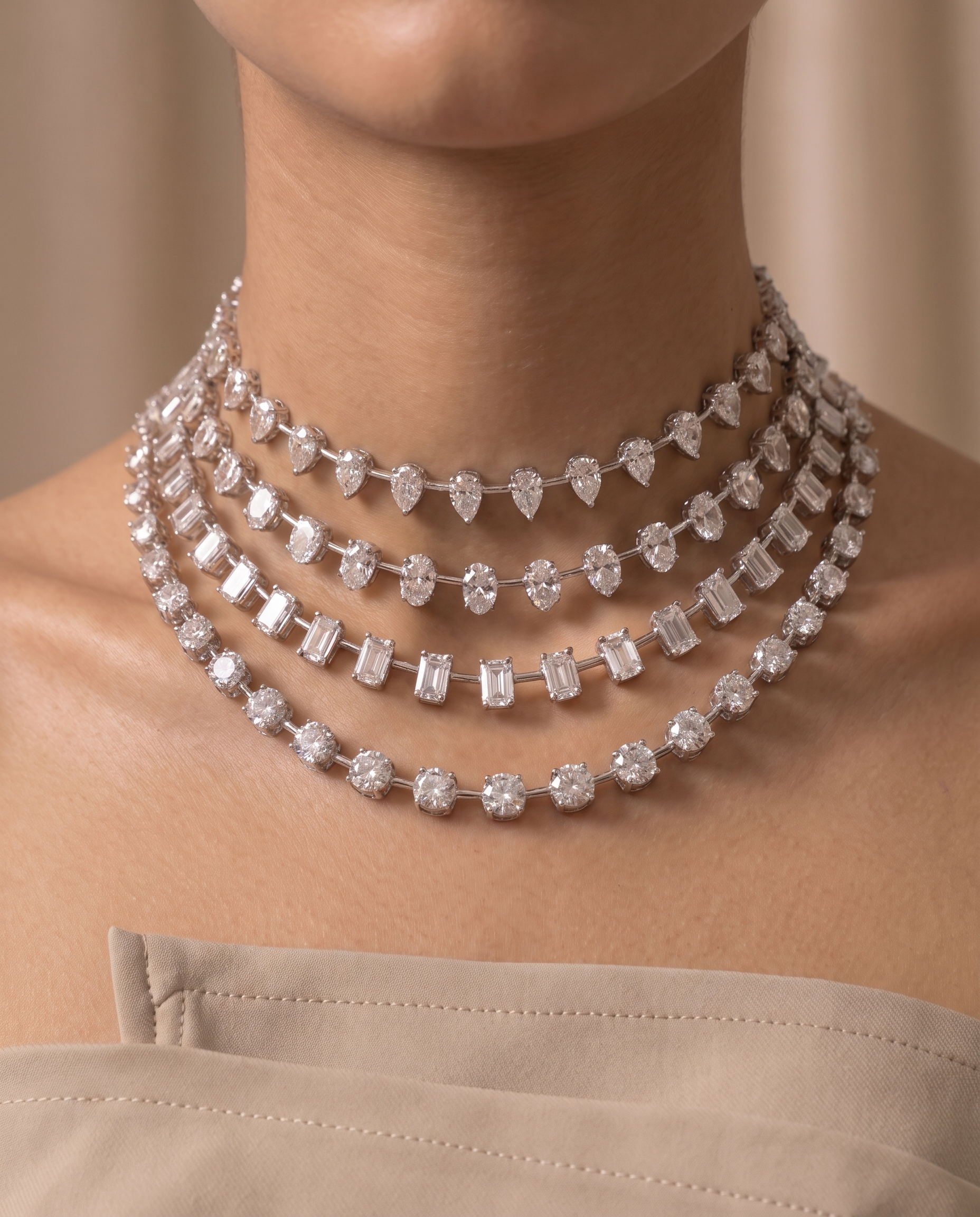 Celestial Layers Diamond Look Choker Set – Luxe Statement Edit