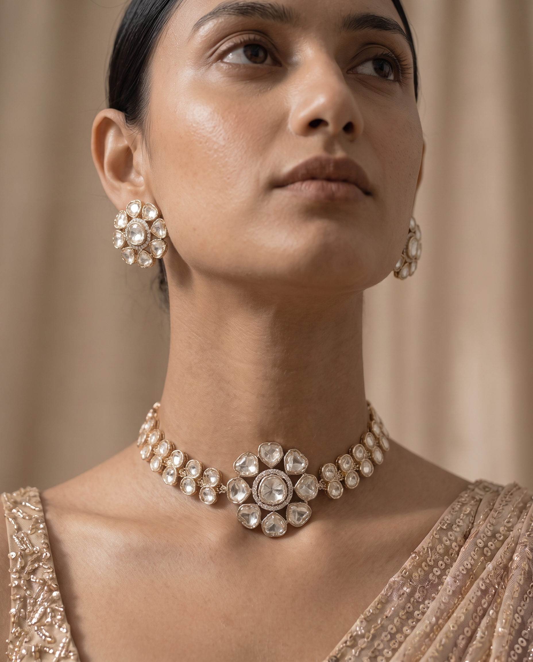 Floral Majesty Gold & Kundan Choker Set – Premium Festive Glam