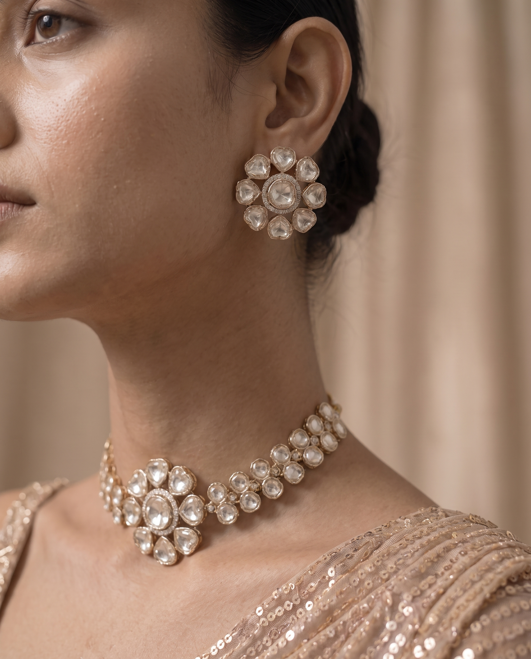 Floral Majesty Gold & Kundan Choker Set – Premium Festive Glam