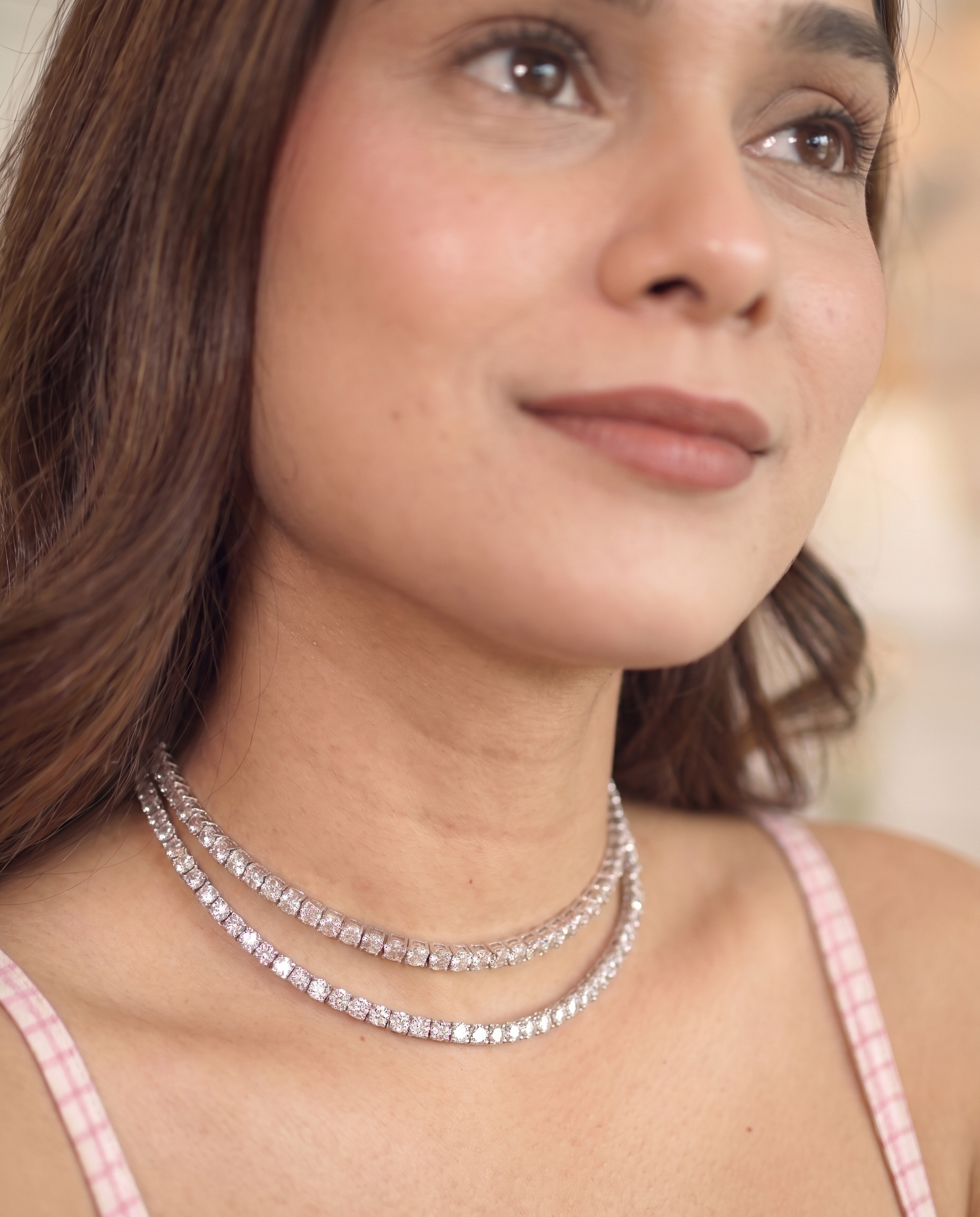 Double Layer Diamond Choker Necklace &amp; Stud Earrings Set